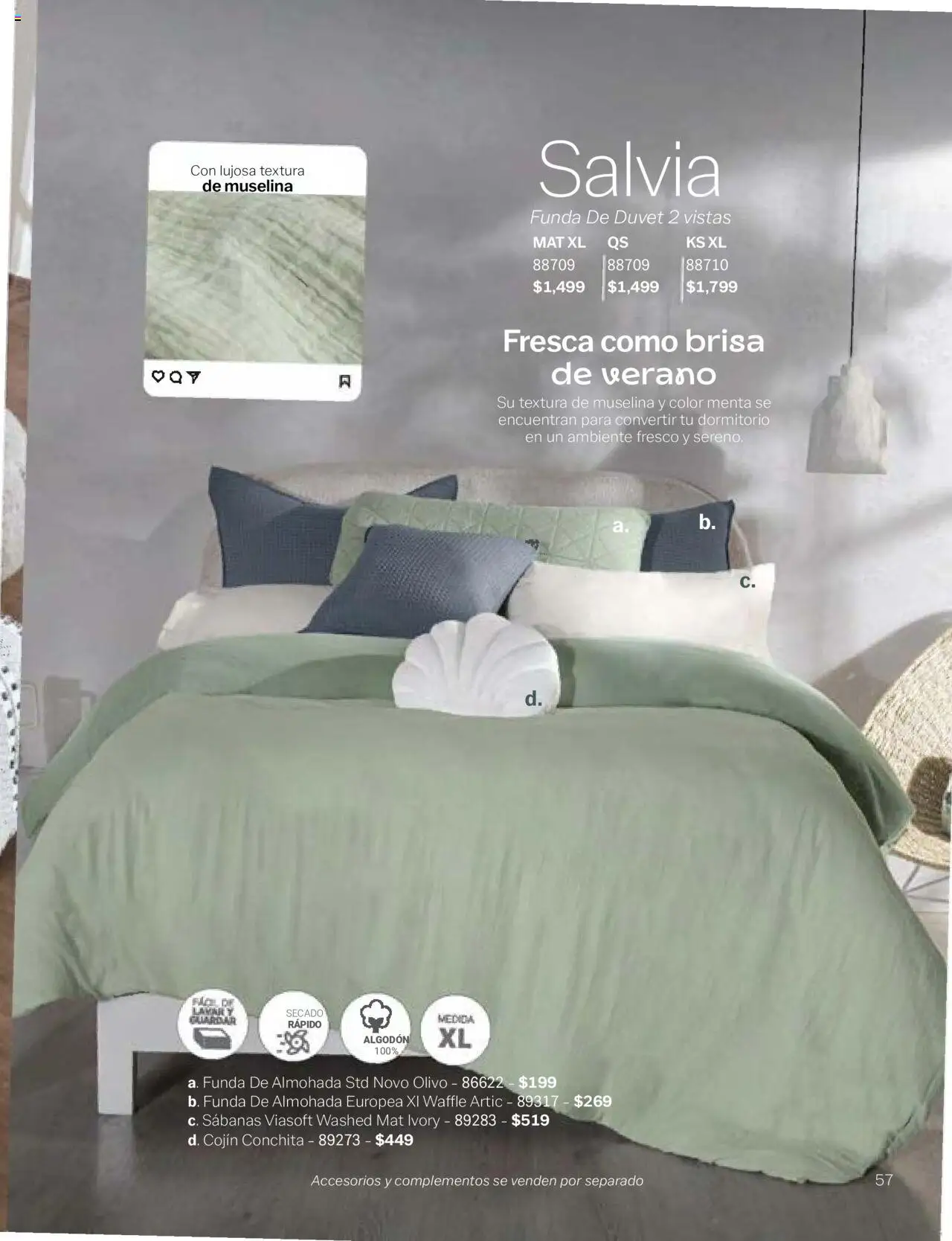 Nuevas ofertas de Vianney válidas en toda la República Mexicana desde el 24.01.2025. ¡Encuentra las mejores ofertas en Vianney catálogo Chavos! | Página: 59 | Productos: Funda, Algodón, Funda de almohada, Sabanas