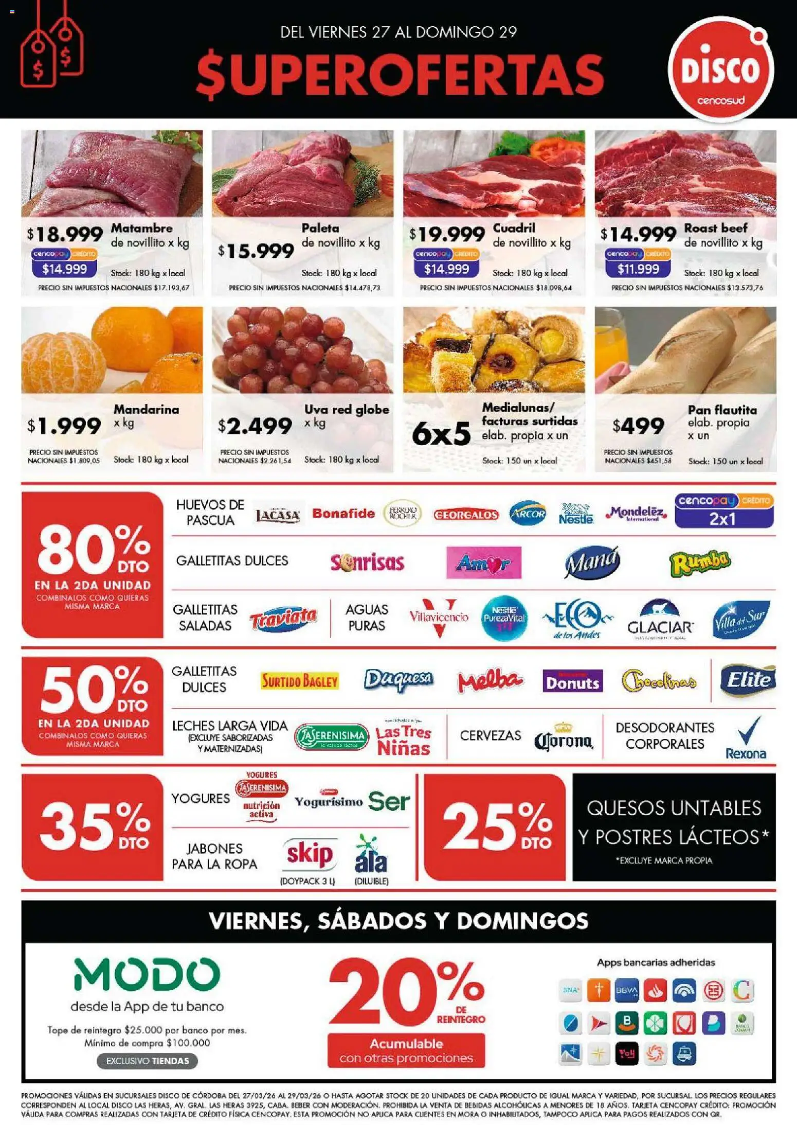 Disco - Ofertas | Córdoba │ válido desde el 27.03.2026 | Página: 1 | Productos: Banco, Paleta, Ropa, Huevos