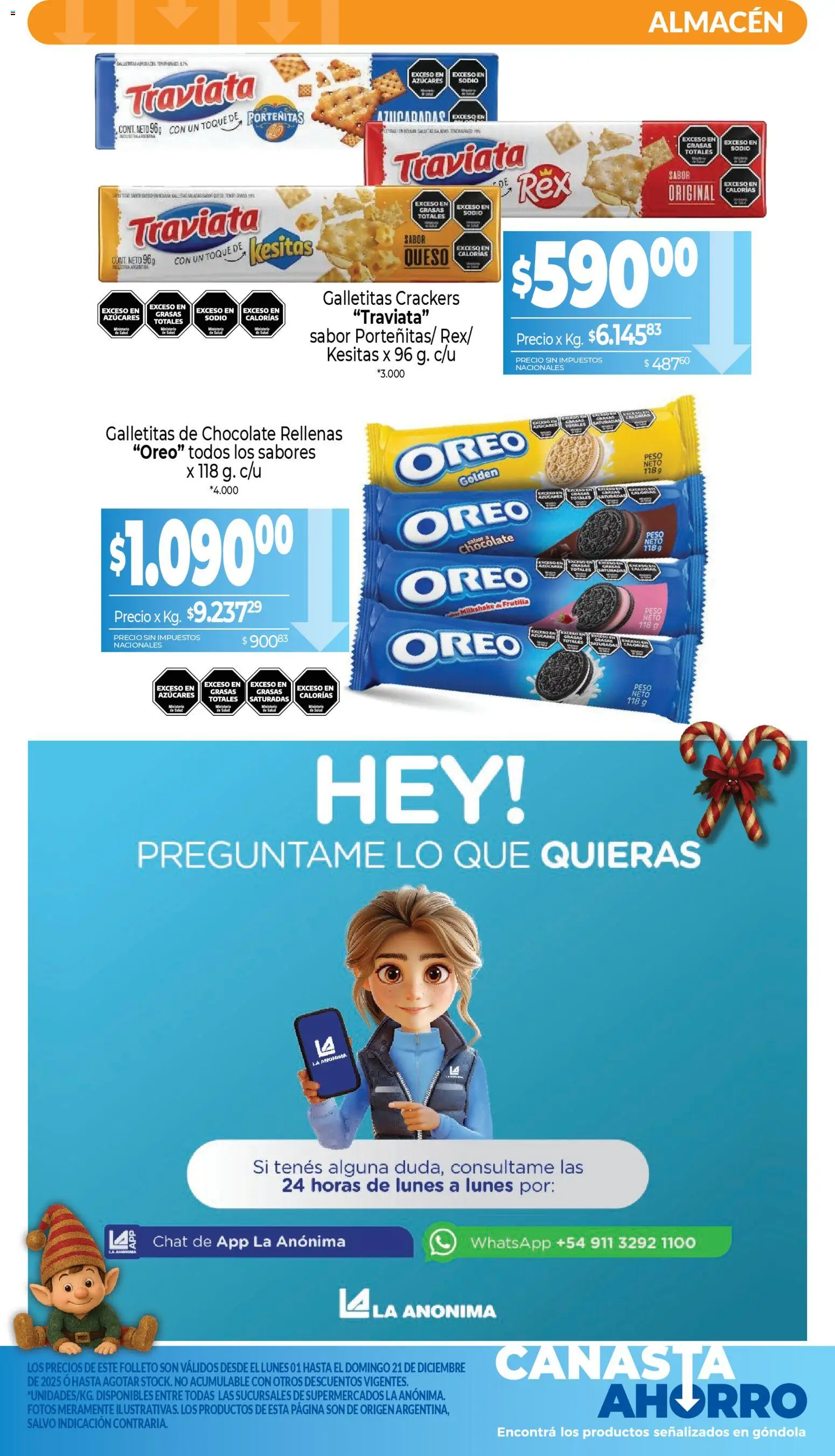 La Anonima catálogo │ válido desde el 01.12.2025 | Página: 5 | Productos: Peso, Galletitas, Chocolate, Galletas