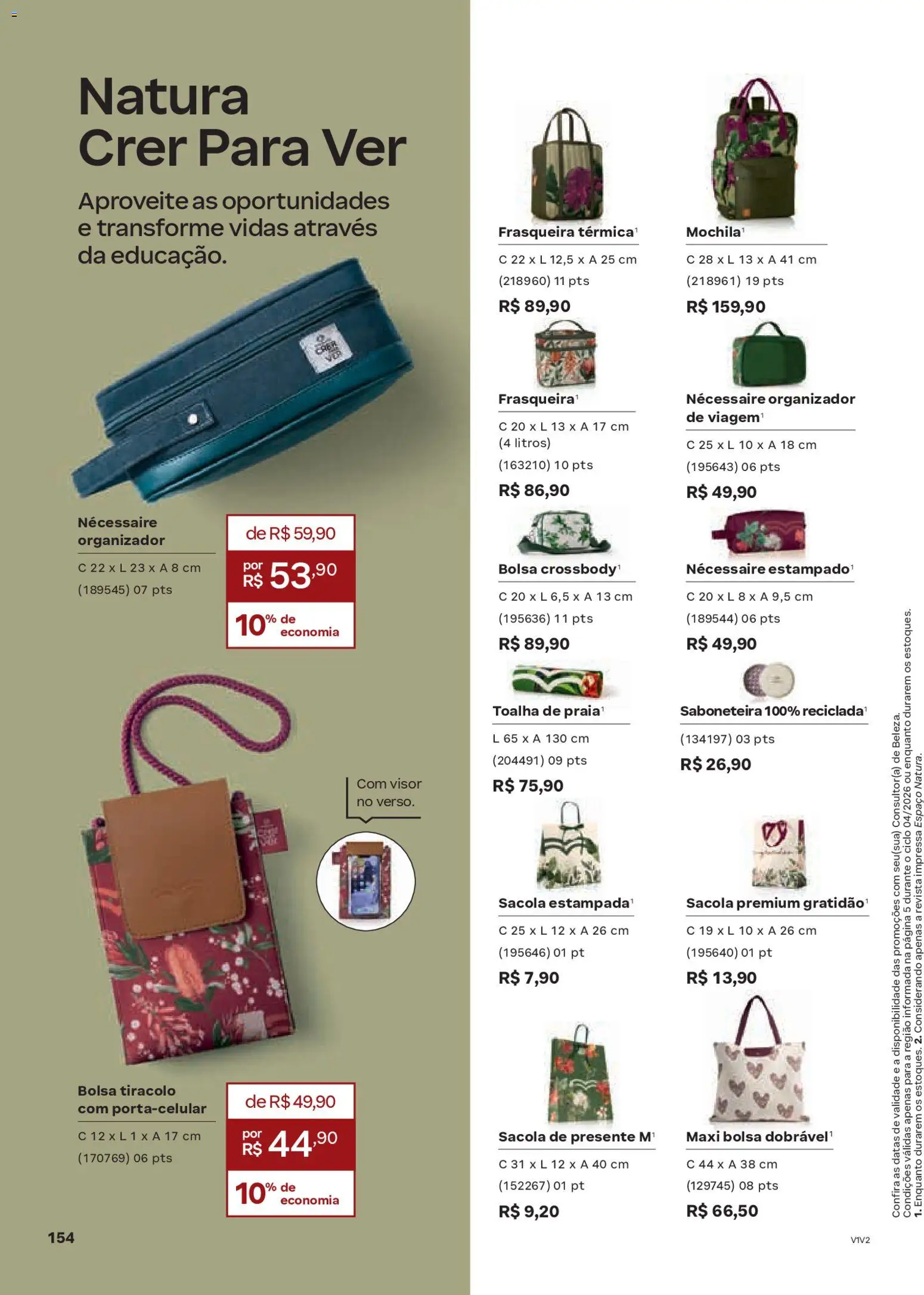 Natura Folheto - válido de 19.02.2026 | Página: 154 | Produtos: Organizador, Mochila, Bolsa, Saboneteira