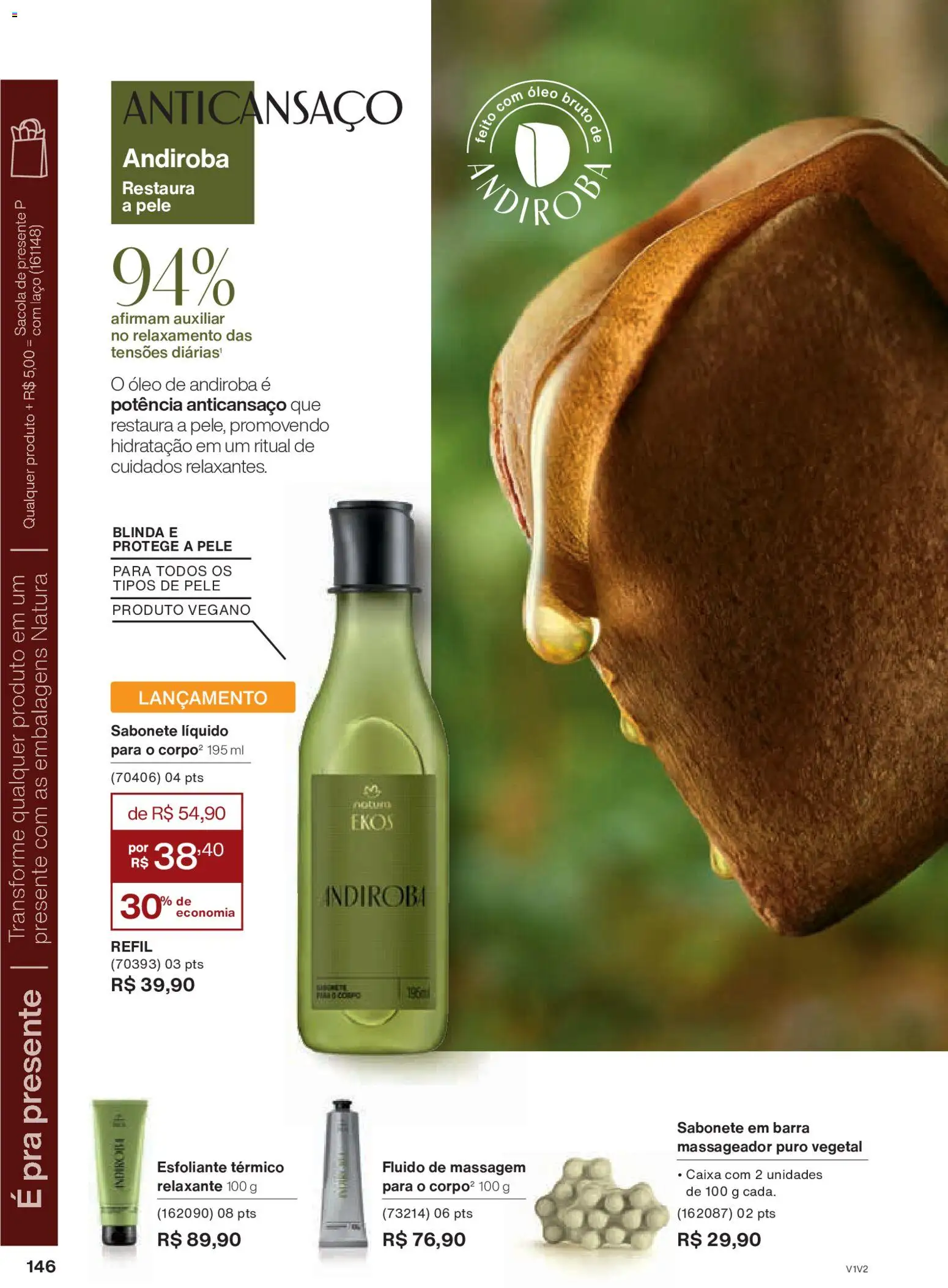 Natura Folheto - válido de 26.11.2025 | Página: 146 | Produtos: Caixa, Óleo, Sabonete, Massageador