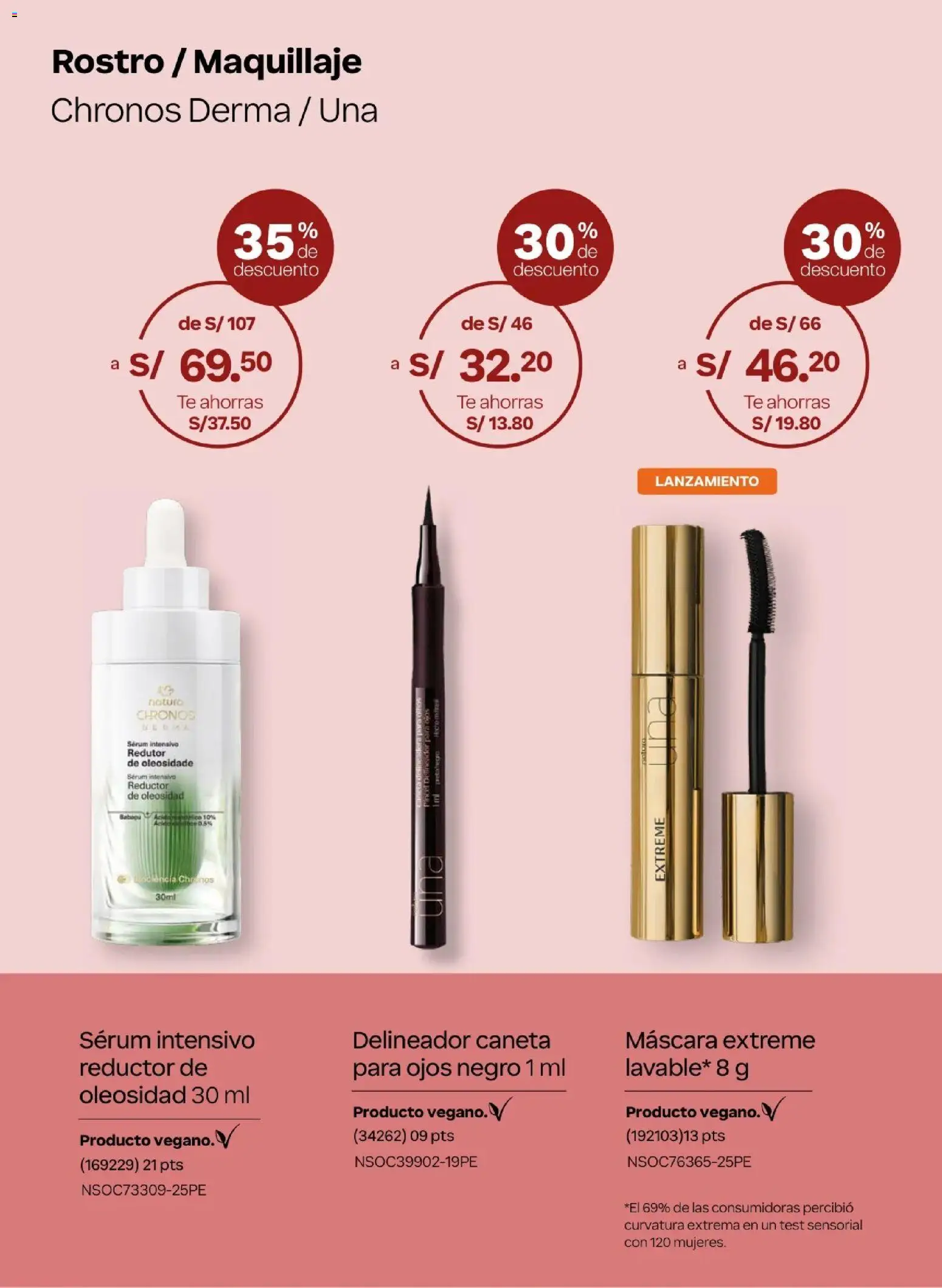 Catálogo Natura válido desde 31.03.2026 | Página: 37 | Productos: Máscara, Delineador, Té, Maquillaje