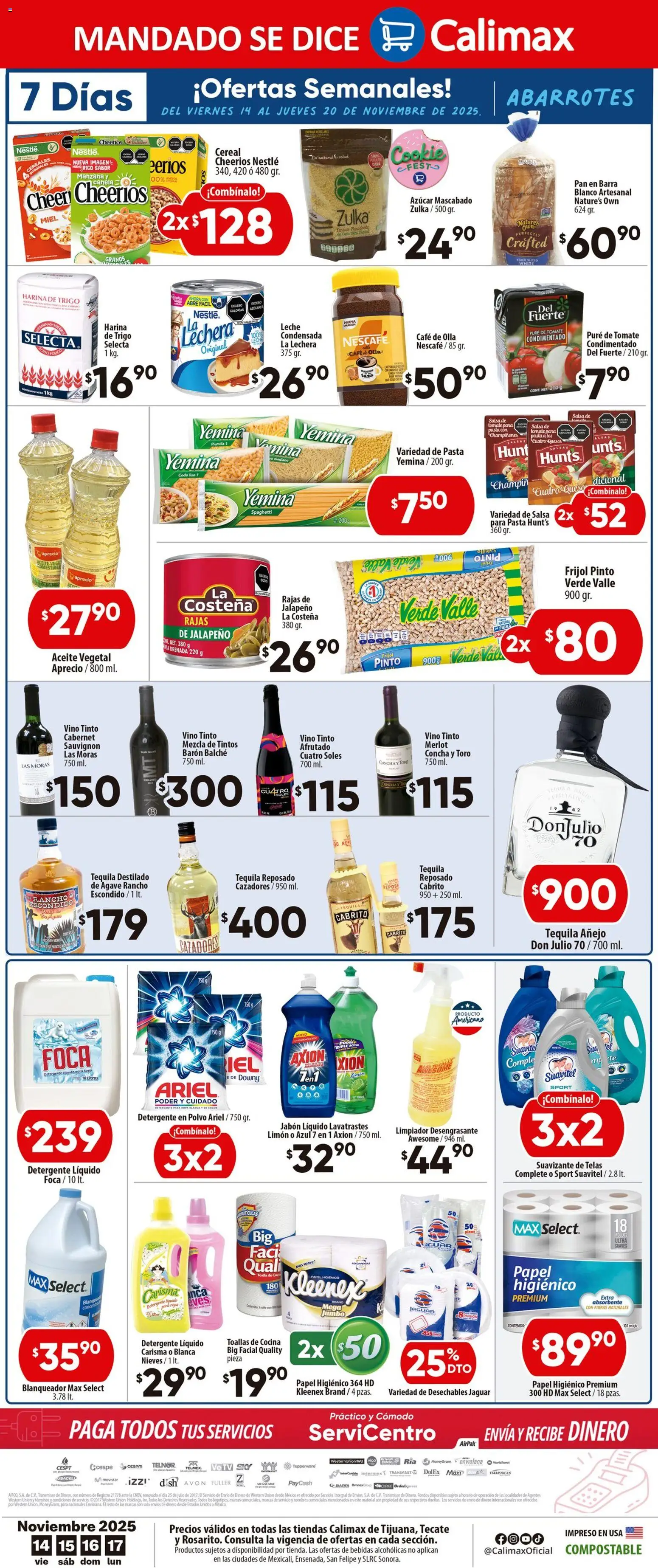 Nuevas ofertas de Calimax válidas en toda la República Mexicana desde el 14.11.2025. ¡Encuentra las mejores ofertas en Calimax folleto! | Página: 6 | Productos: Azúcar, Limón, Aceite, Cocina