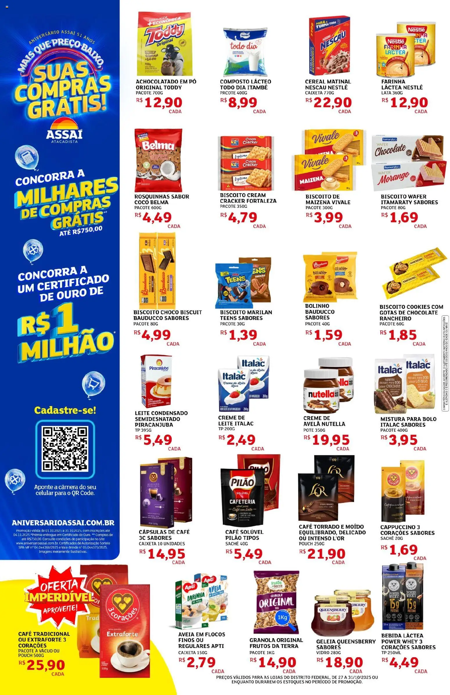 Assaí Atacadista Folheto - válido de 27.10.2025 | Página: 2 | Produtos: Bolo, Flocos, Leite condensado, Câmera