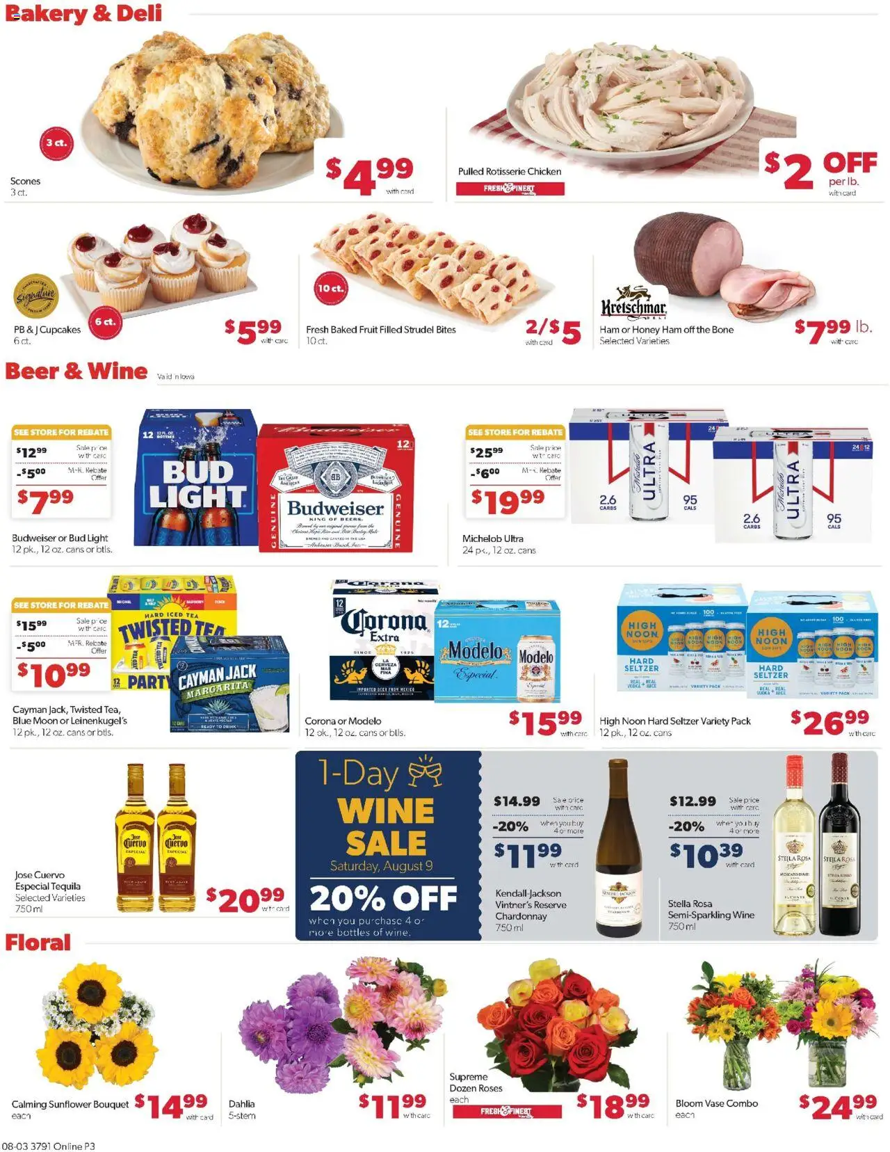 Family Fare Weekly Ad - IA - valid from 03.08.2025 | Page: 8 | Products: Vase, Ham, Beer, Vodka