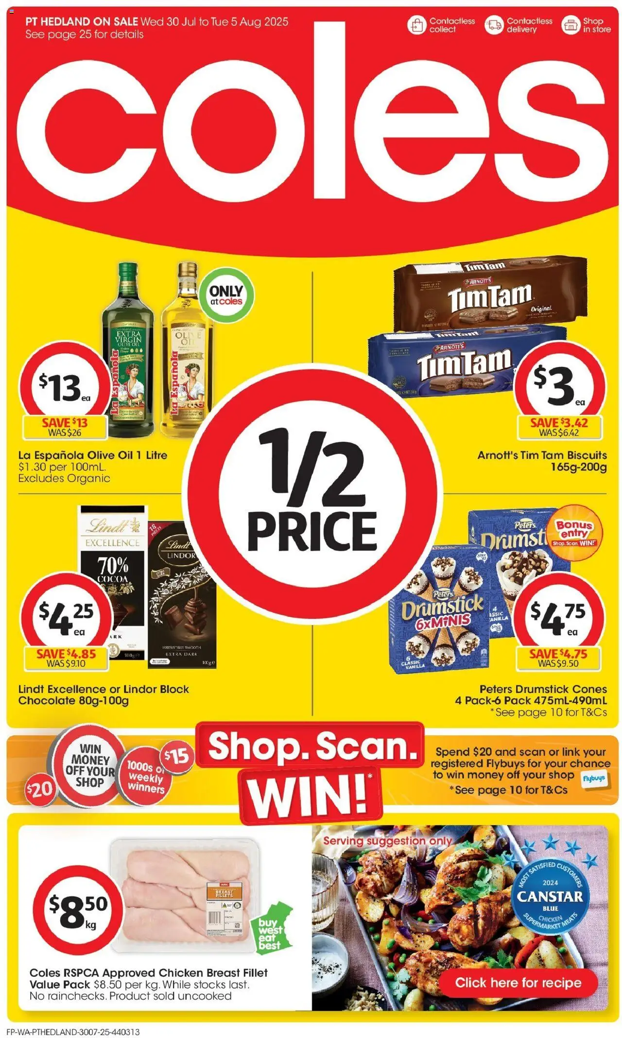 Coles catalogue - valid from 30.07.2025 | Page: 1 | Products: Oil, Chocolate, Olive oil, Biscuits