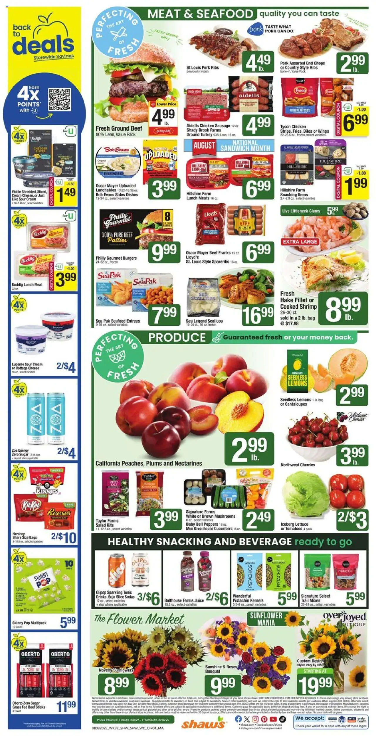 Shaw's Weekly Ad - valid from 08.08.2025 | Page: 6 | Products: Cherries, Mushrooms, Seafood, Bag