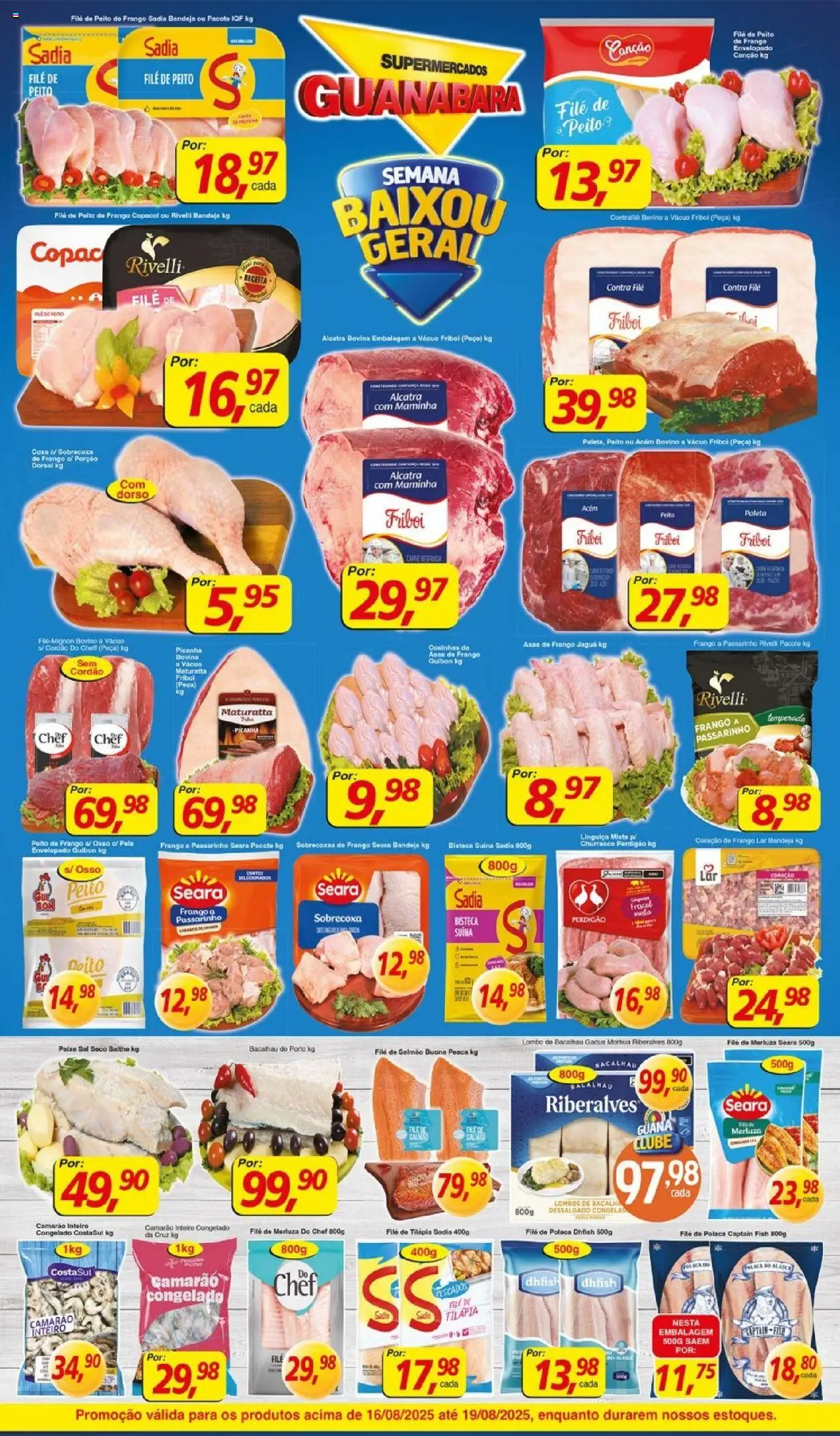 Supermercados Guanabara Folheto - válido de 16.08.2025 | Página: 5 | Produtos: Acém, Picanha, Bandeja, Peito de frango