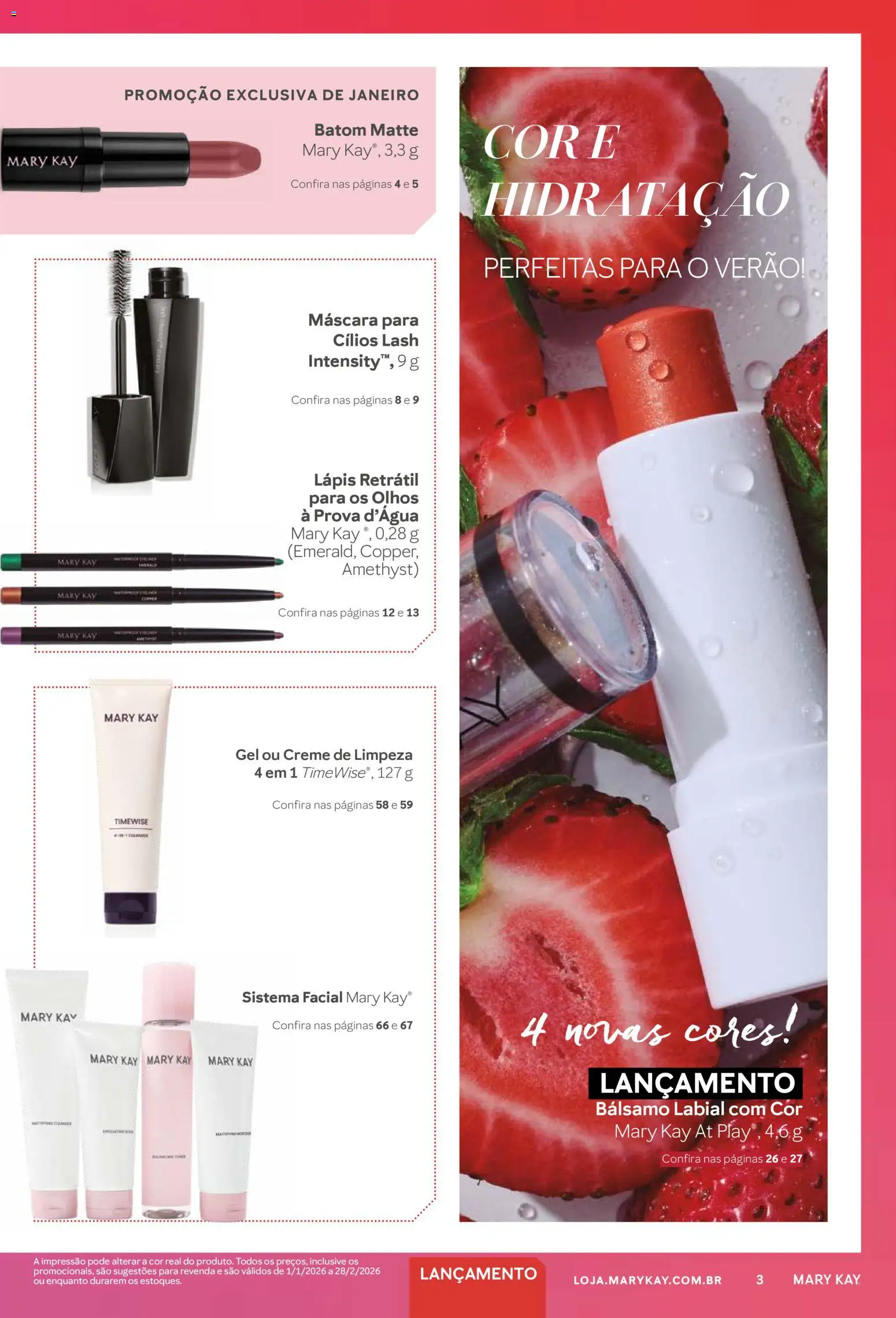 Mary Kay Folheto - válido de 01.01.2026 | Página: 3 | Produtos: Máscara para cílios, Batom, Lápis, Creme