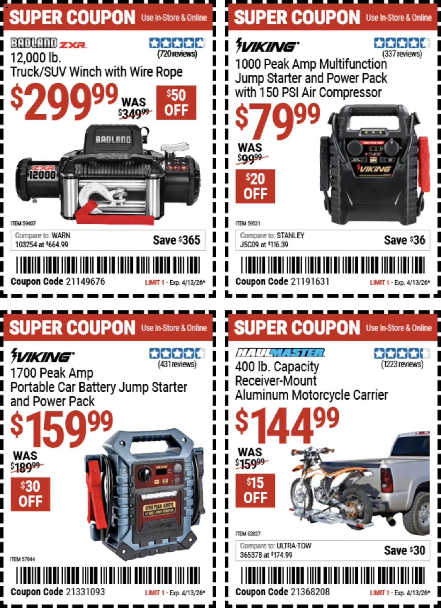 Harbor Freight Weekly Ad - valid from 23.03.2026 | Page: 14 | Products: Battery, Wire, Car Battery, Starter