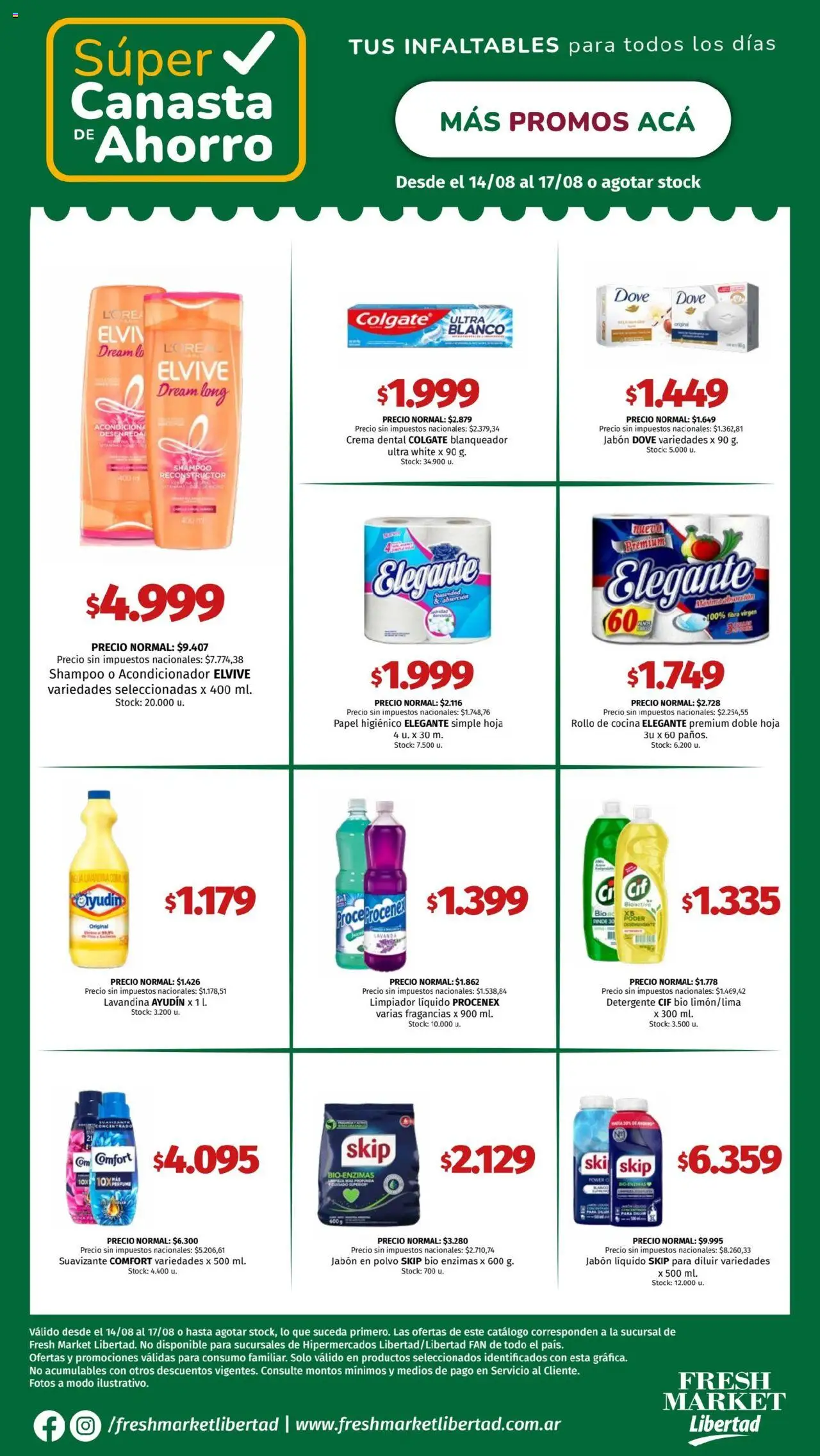Hipermercado Libertad - Canasta - DOT │ válido desde el 14.08.2025 | Página: 4 | Productos: Papel higiénico, Banco, Jabón en polvo, Suavizante