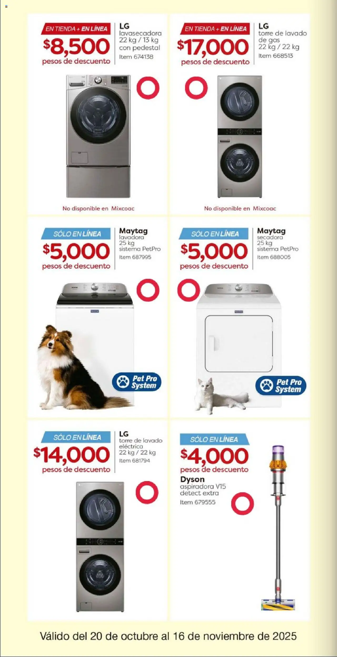 Nuevas ofertas de Costco válidas en toda la República Mexicana desde el 20.10.2025. ¡Encuentra las mejores ofertas en Costco catálogo! | Página: 10 | Productos: Secadora, Lavadora, Aspiradora