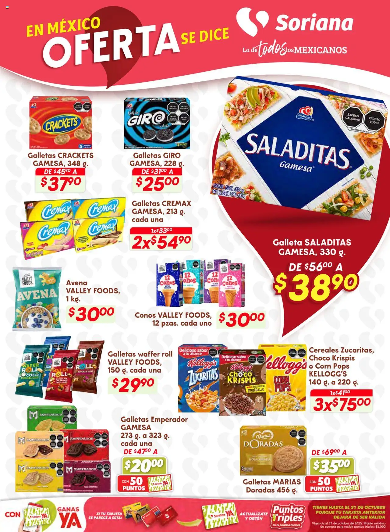 Nuevas ofertas de Soriana válidas en toda la República Mexicana desde el 25.09.2025. ¡Encuentra las mejores ofertas en Soriana - Preciazazaso Súper: Valle de México! | Página: 12 | Productos: Avena, Cacahuate, Chocolate, Galletas