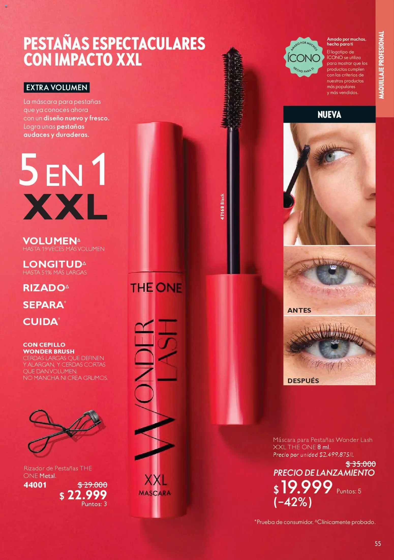 Oriflame revista - valida desde el 18.04.2026 | Página: 55 | Productos: Maquillaje, Cepillo, Máscara