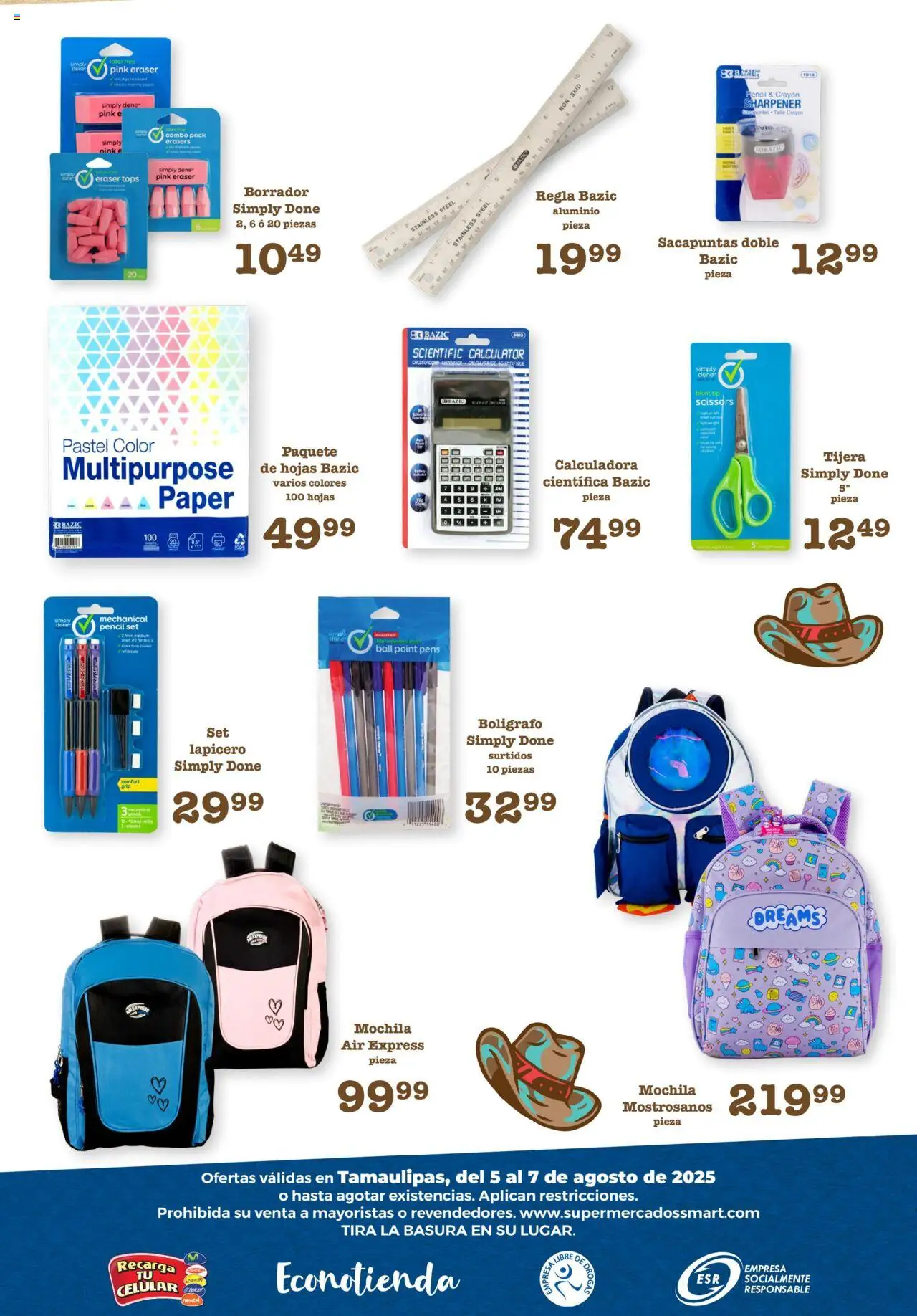 Nuevas ofertas de S-Mart válidas en toda la República Mexicana desde el 05.08.2025. ¡Encuentra las mejores ofertas en S-Mart - Folleto de Feria - Reynosa (y Rio Bravo)! | Página: 6 | Productos: Sacapuntas, Mochila, Pastel, Calculadora