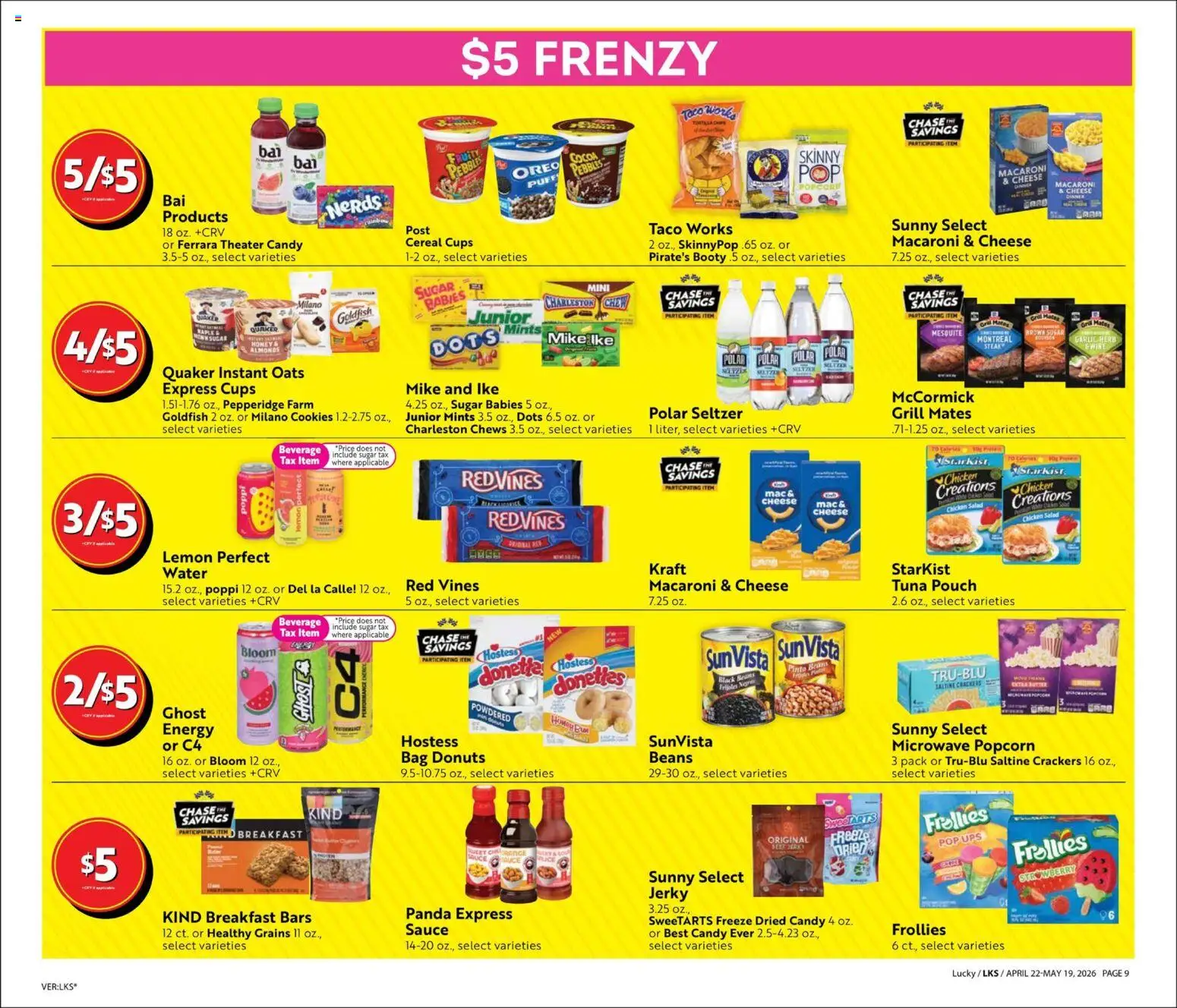 Lucky Supermarkets Big Book of Savings - valid from 22.04.2026 | Page: 9 | Products: Water, Sugar, Bag, Grill