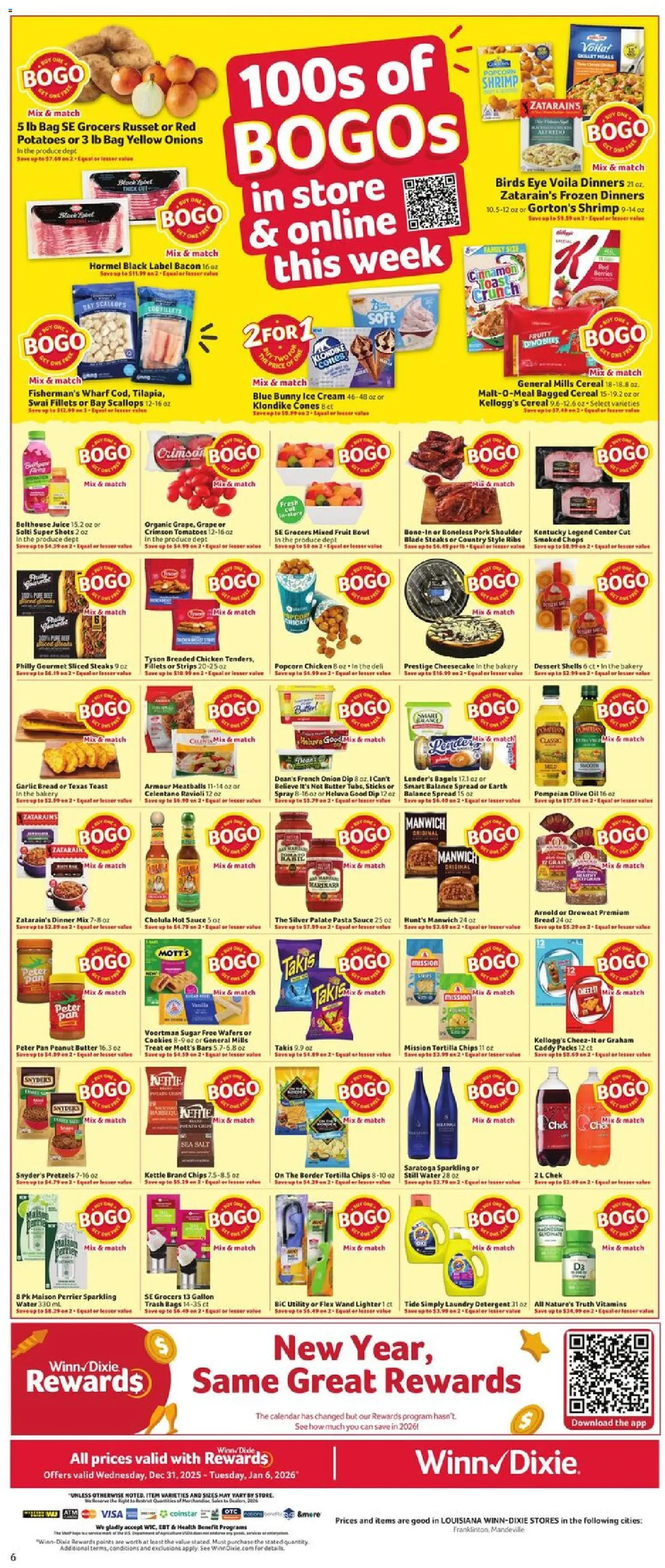 Winn Dixie Weekly Circular - LA - valid from 31.12.2025 | Page: 6 | Products: Pan, Salt, Sugar, Lighter