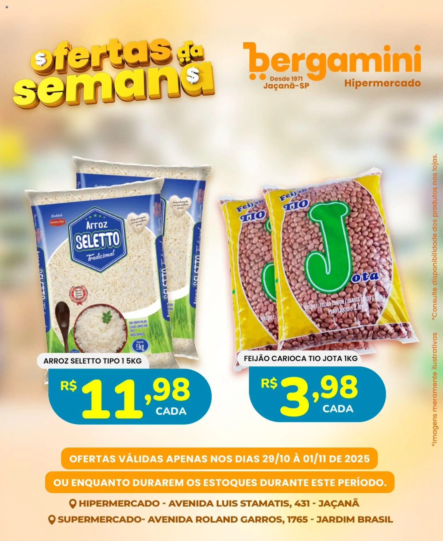 Supermercado Bergamini Folheto - válido de 29.10.2025 | Página: 4 | Produtos: Feijão, Arroz