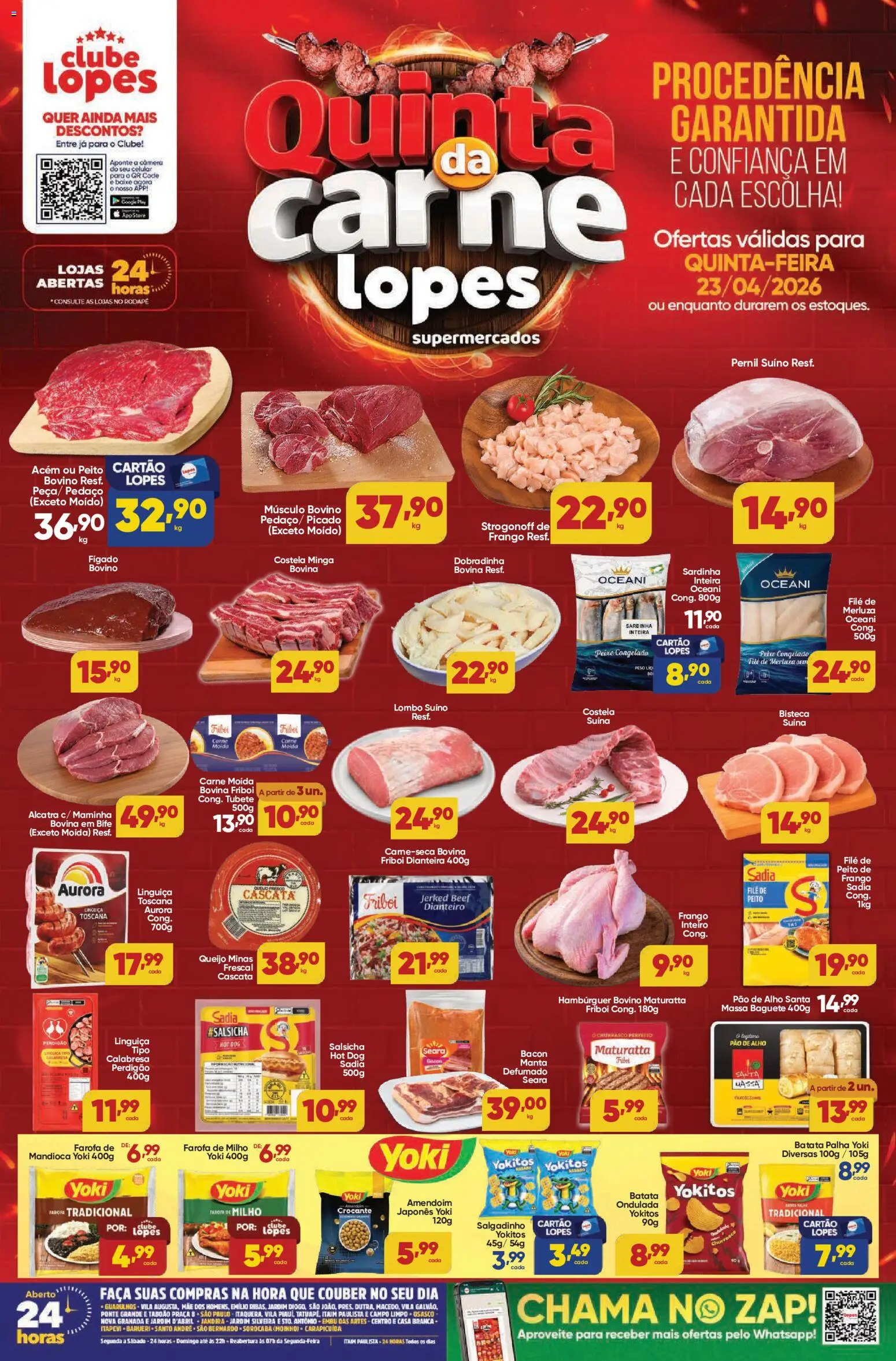 Lopes Supermercados Folheto - válido de 23.04.2026 | Página: 1 | Produtos: Amendoim, Batata, Farofa, Câmera