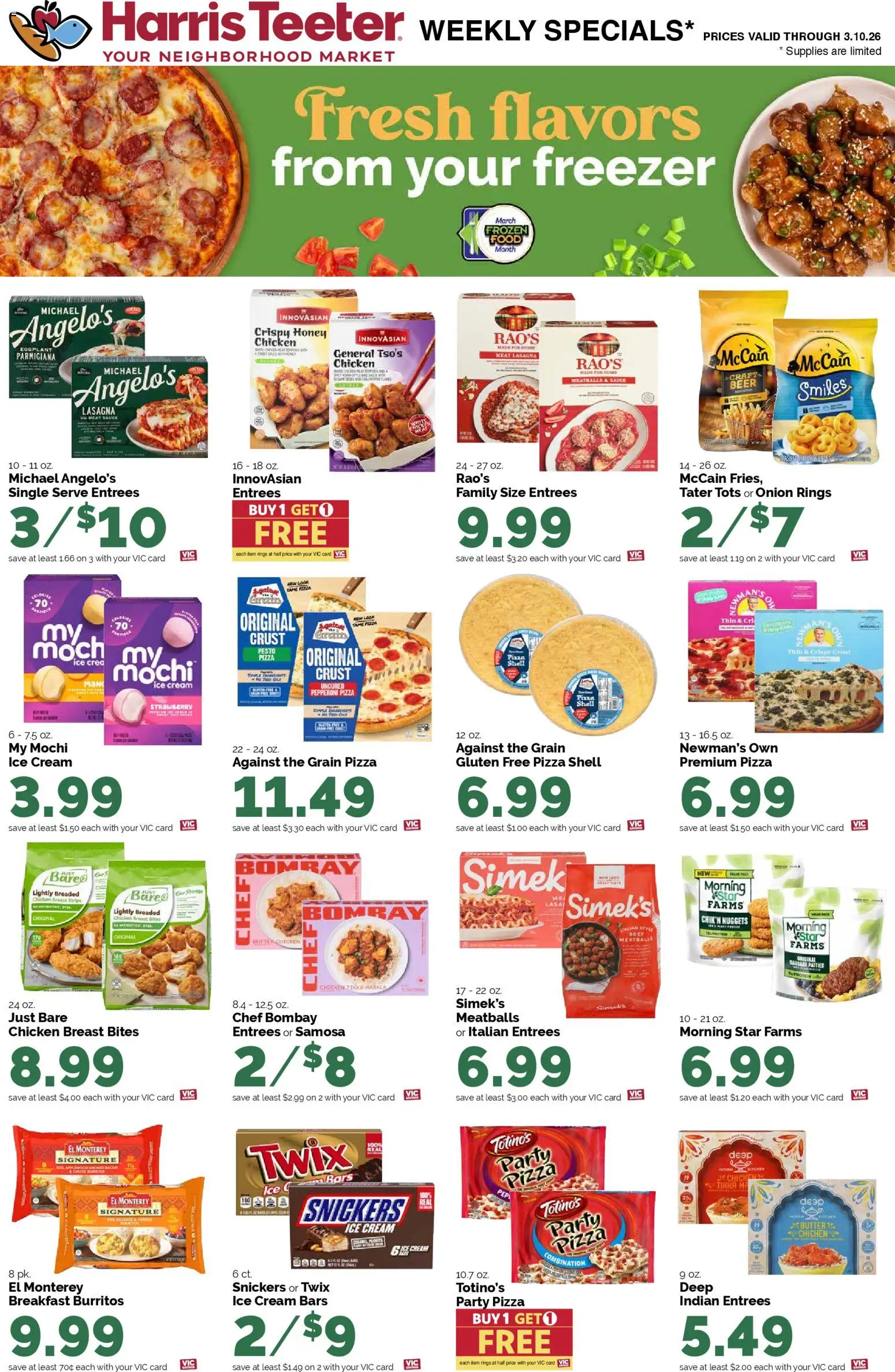 Harris Teeter Weekly Ad - valid from 04.03.2026 | Page: 13 | Products: Pizza, Chicken meat, Beef, Ice cream