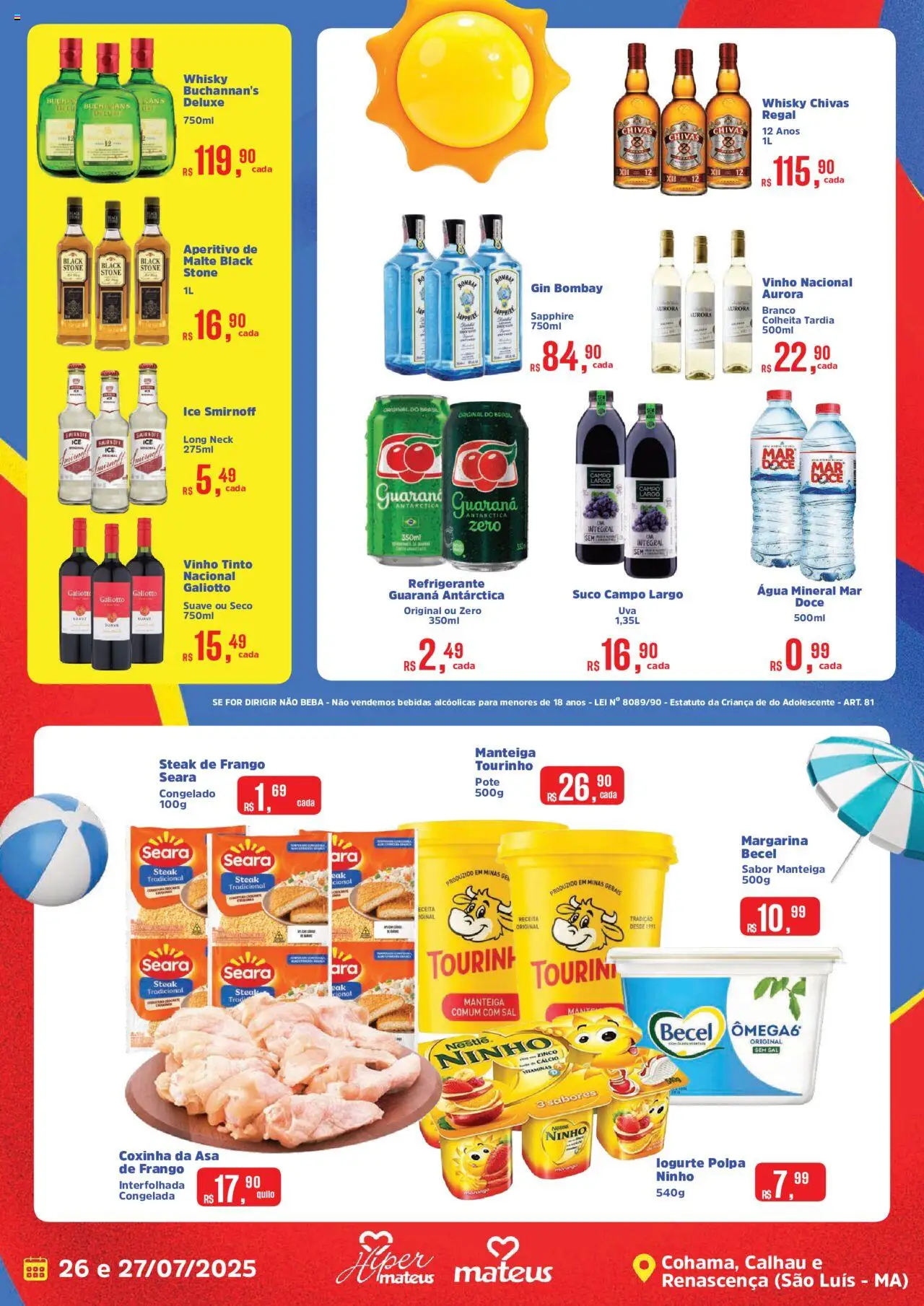 Mateus Folheto - válido de 26.07.2025 | Página: 2 | Produtos: Guaraná, Suco, Água mineral, Sal