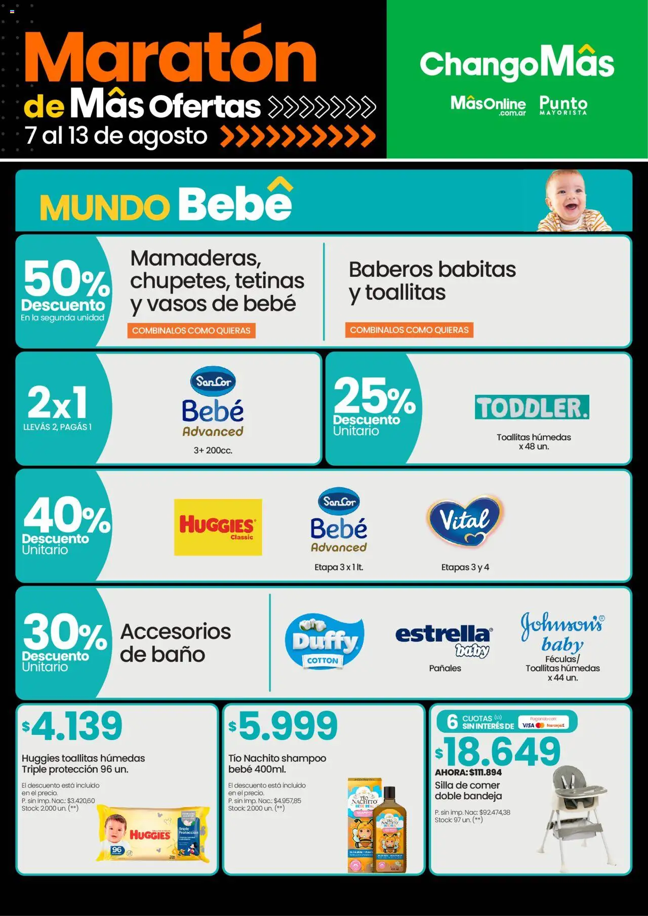 Changomas ofertas │ válido desde el 07.08.2025 | Página: 14 | Productos: Shampoo, Toallitas húmedas, Vasos, Pañales