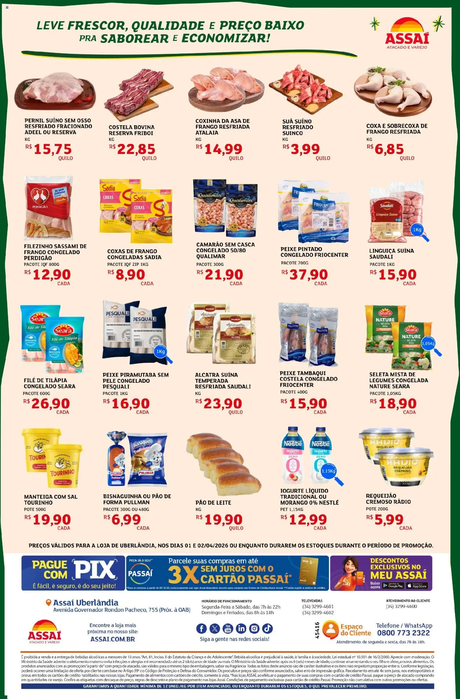 Assaí Atacadista Folheto - válido de 01.04.2026 | Página: 2 | Produtos: Alcatra, Iogurte, Baixo, Rádio