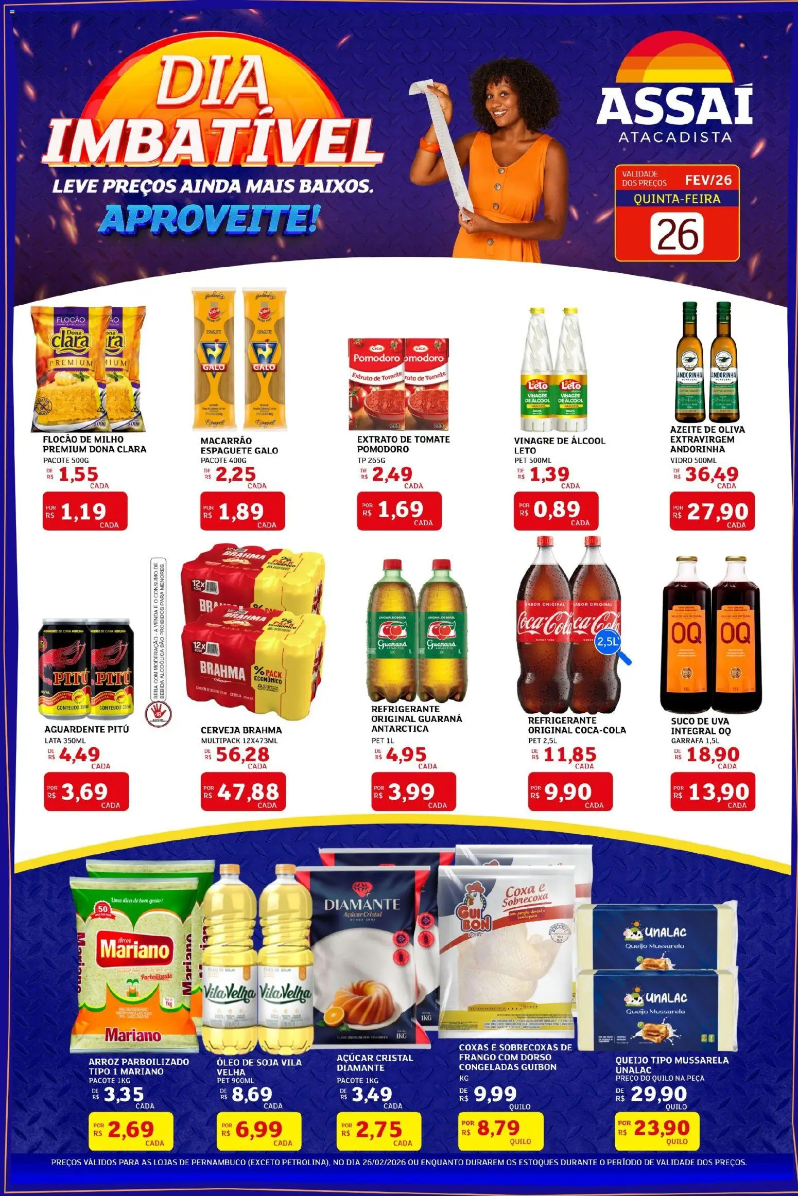 Assaí Atacadista Folheto - válido de 26.02.2026 | Página: 1 | Produtos: Vinagre, Queijo, Suco, Açúcar