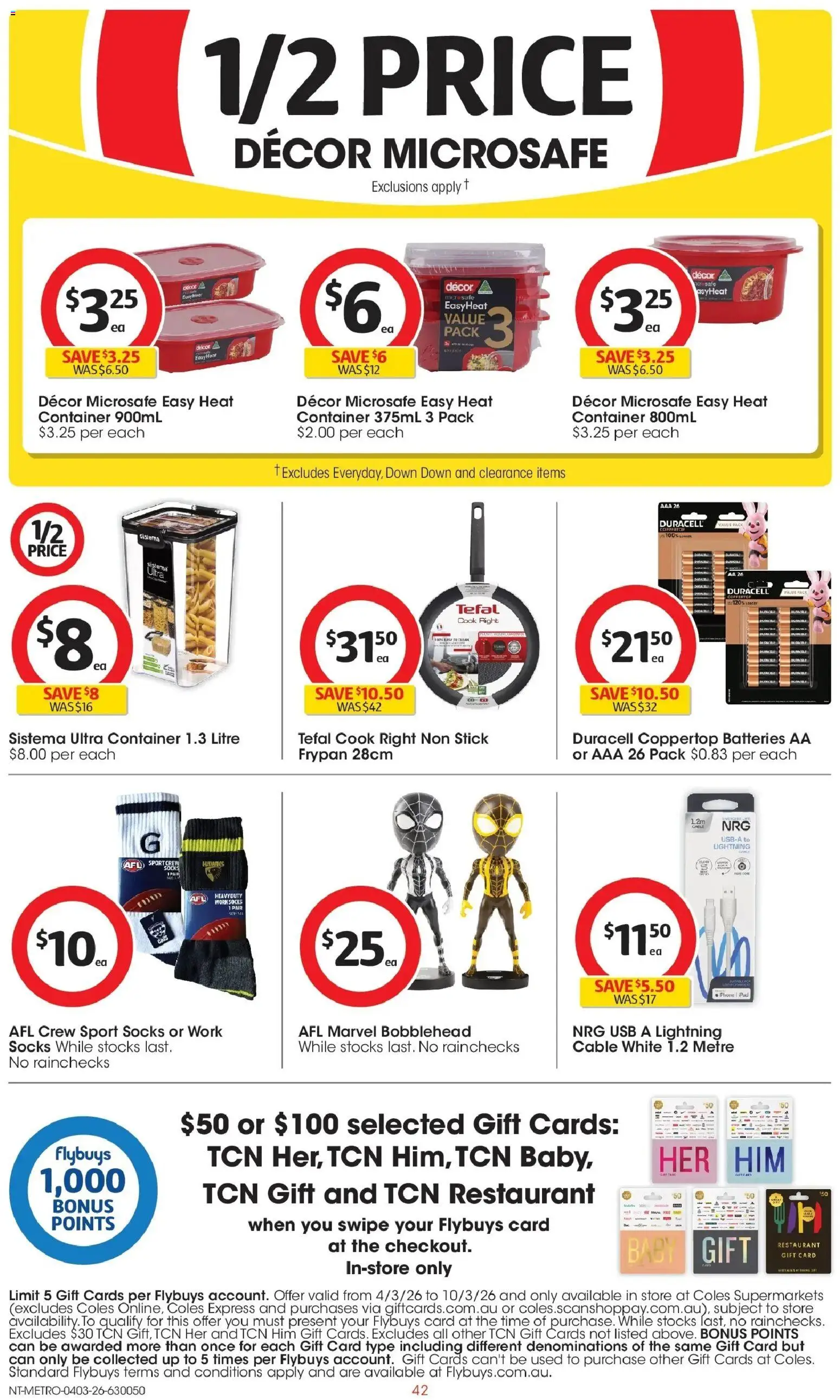 Coles catalogue - valid from 04.03.2026 | Page: 42 | Products: Decor, Batteries, Cable, Safe