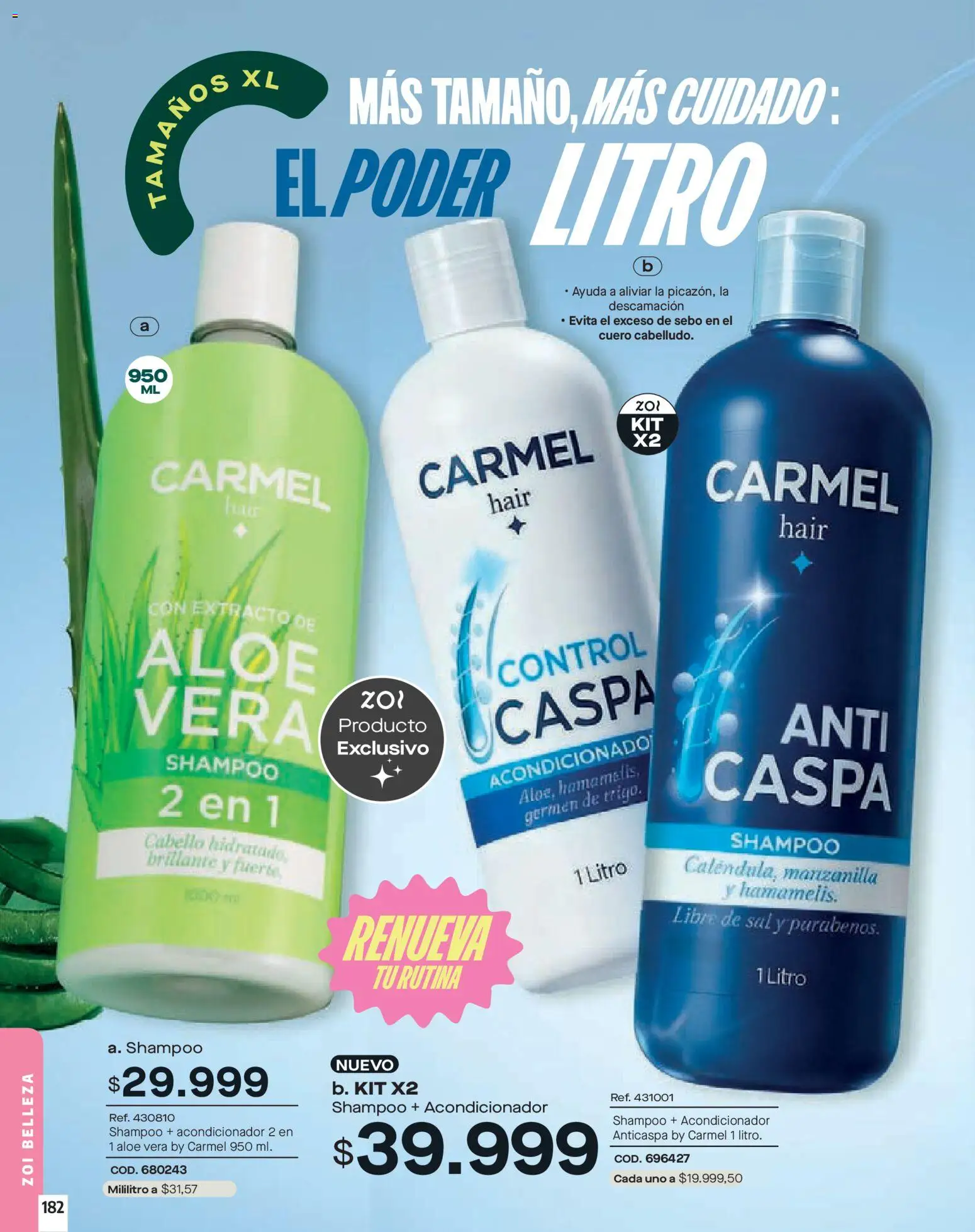 Carmel revista - valida desde el 01.02.2026 | Página: 182 | Productos: Sal, Shampoo, Acondicionador, Loción tonificante