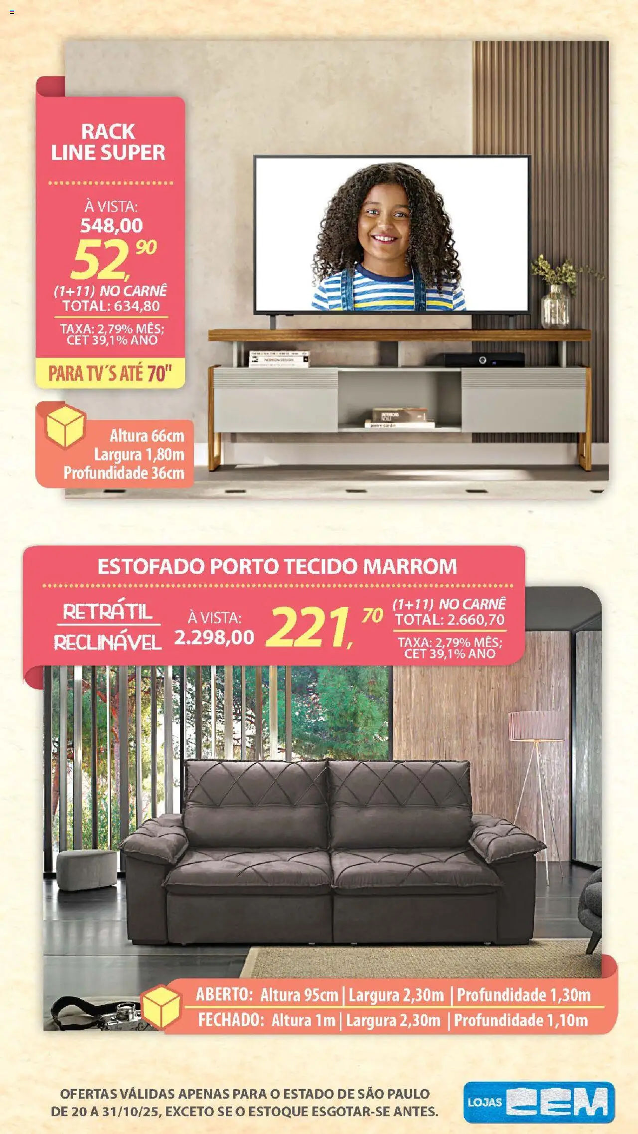 Lojas Cem Folheto - válido de 20.10.2025 | Página: 92 | Produtos: Tecido, Carne, Rack