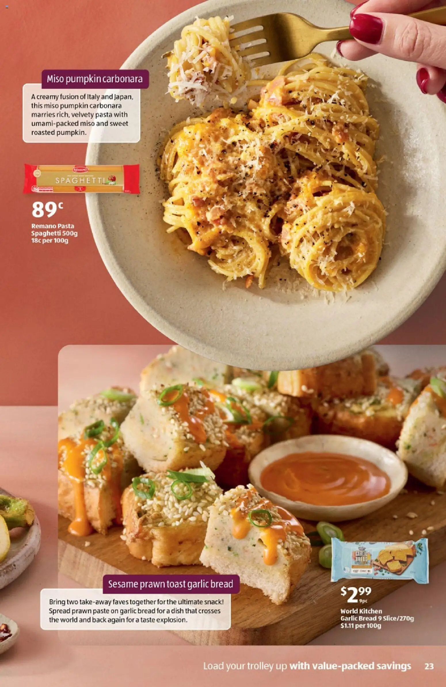 Aldi catalogue - valid from 11.03.2026 | Page: 23 | Products: Bread, Pasta, Garlic, Pumpkin