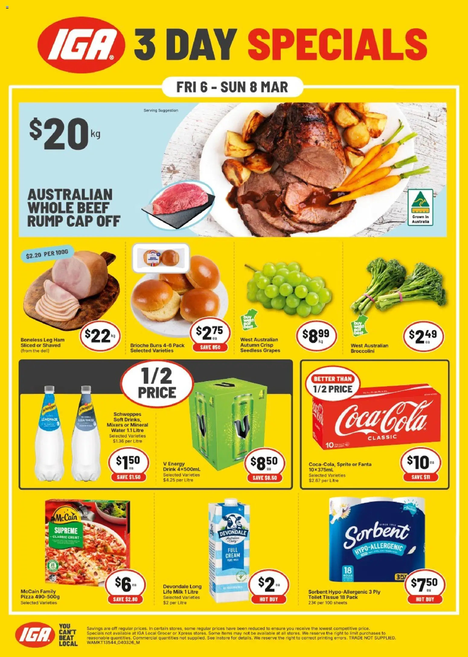 IGA catalogue - valid from 06.03.2026 | Page: 1 | Products: Ham, Cream, Water, Cap