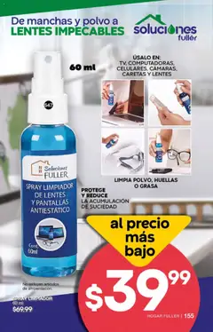 Nuevas ofertas de Fuller válidas en toda la República Mexicana desde el 03.09.2025. ¡Encuentra las mejores ofertas en Fuller - Campaña 11 2025! | Página: 157 | Productos: Lentes, Pantallas, Limpiador, Polvo