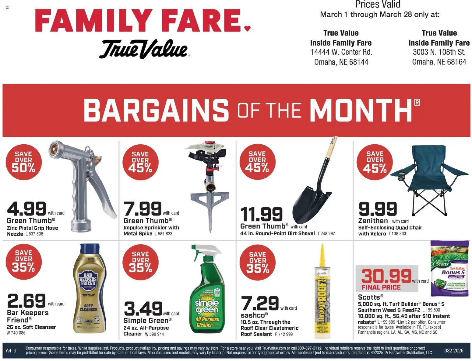 Family Fare Weekly Ad - valid from 01.03.2026 | Page: 16 | Products: Zinc, Shovel, Chair, Tv