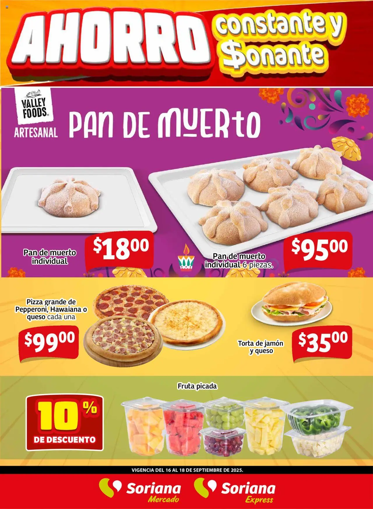 Nuevas ofertas de Soriana válidas en toda la República Mexicana desde el 16.09.2025. ¡Encuentra las mejores ofertas en Soriana - Frescos del Mandado Mercado: Ags, Nay, Jal, Qro, Col, Mich, Gto, Hgo, Tlax, Mor, Pue, Gro, Oax, Edo. de Mex, CDMX, Zac ySLP! | Página: 3 | Productos: Queso, Pan, Jamón, Pizza