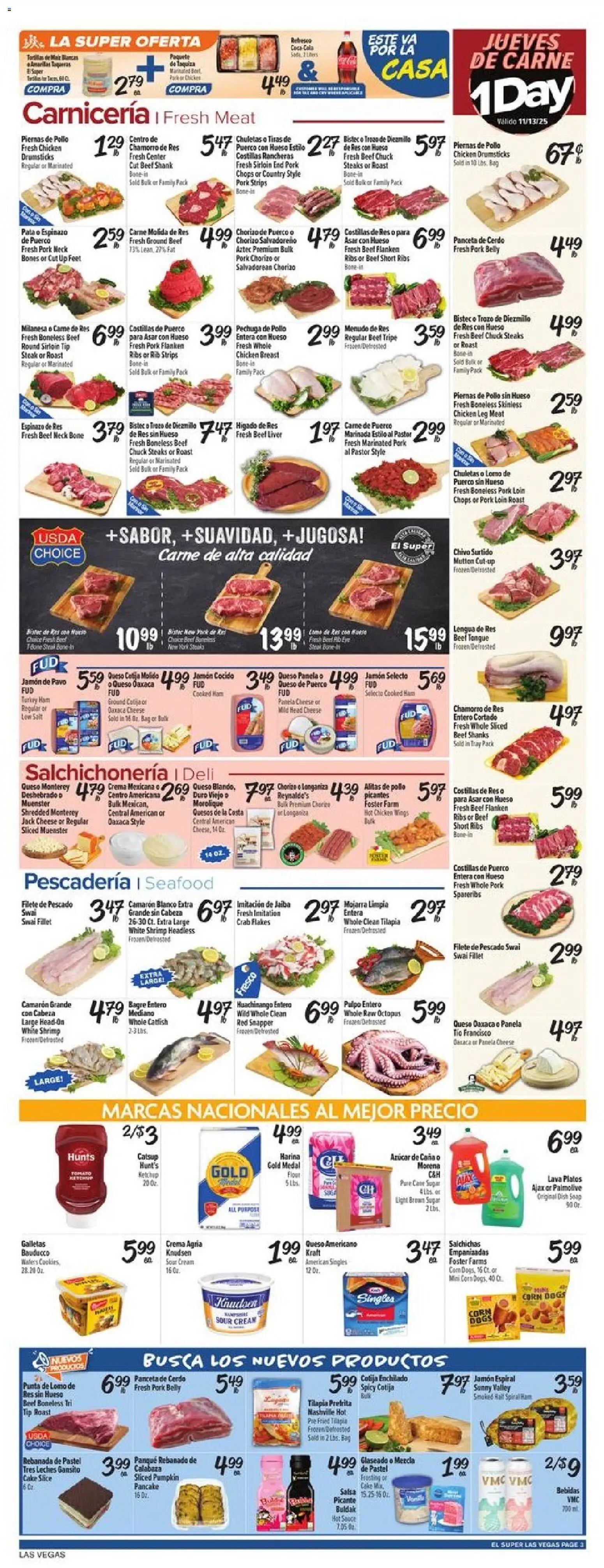 El Super Weekly Ad - NV - valid from 12.11.2025 | Page: 3 | Products: Cheese, Sugar, Seafood, Bag