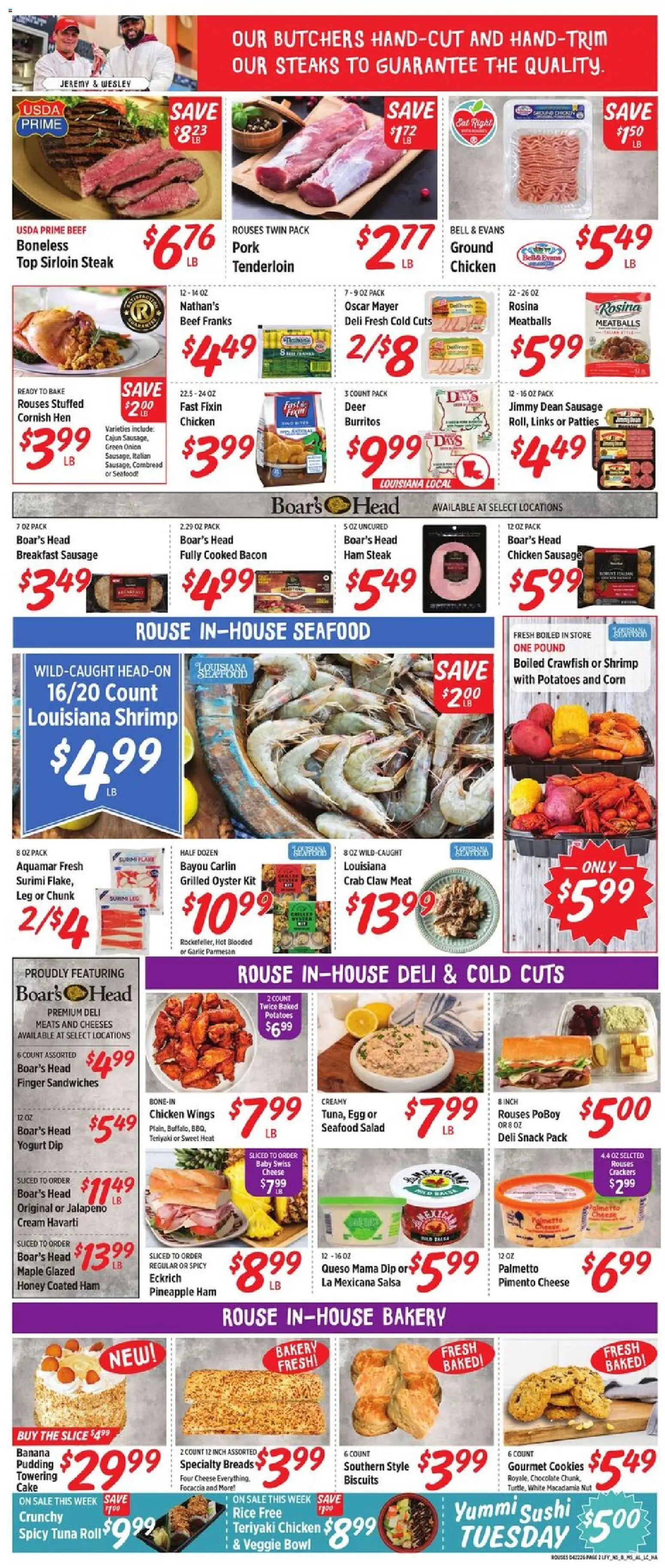 Rouses Weekly Ad - LA - valid from 22.04.2026 | Page: 6 | Products: Pork, Cookies, Salad, Seafood