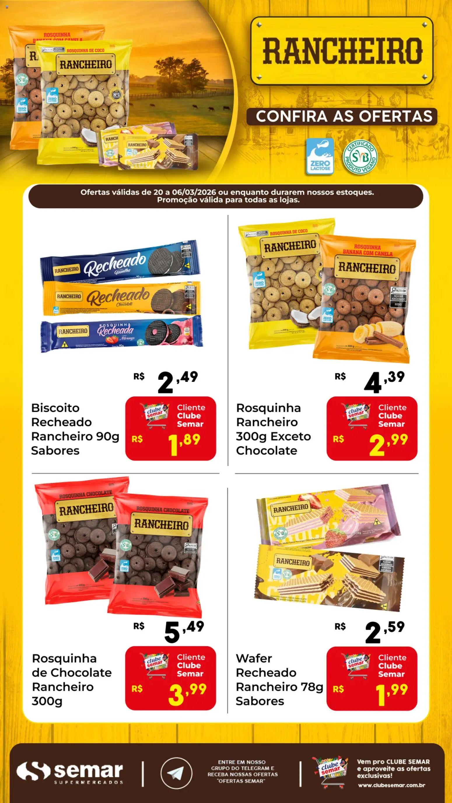 Semar Supermercado Folheto - válido de 20.02.2026 | Página: 1 | Produtos: Biscoito, Açúcar, Rosquinha, Canela