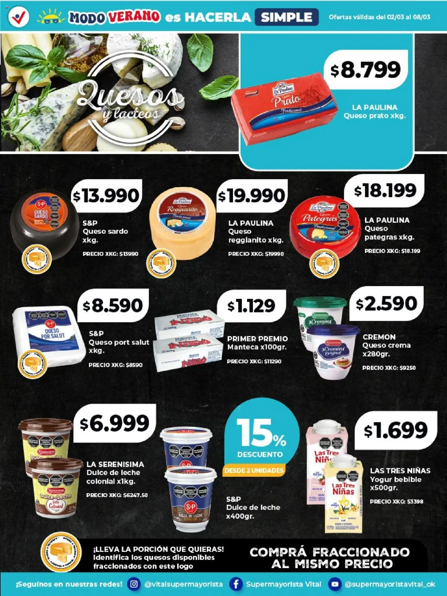 Vital - Especial de frescos │ válido desde el 02.03.2026 | Página: 4 | Productos: Queso crema, Leche, Manteca, Queso