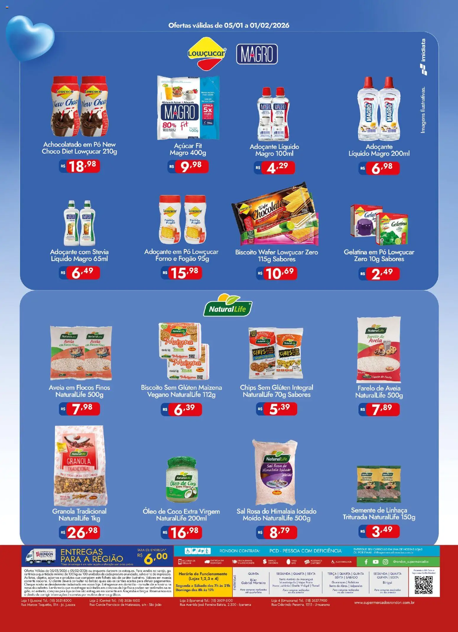 Supermercados Rondon Folheto - válido de 05.01.2026 | Página: 2 | Produtos: Fogão, Achocolatado, Stevia, Granola