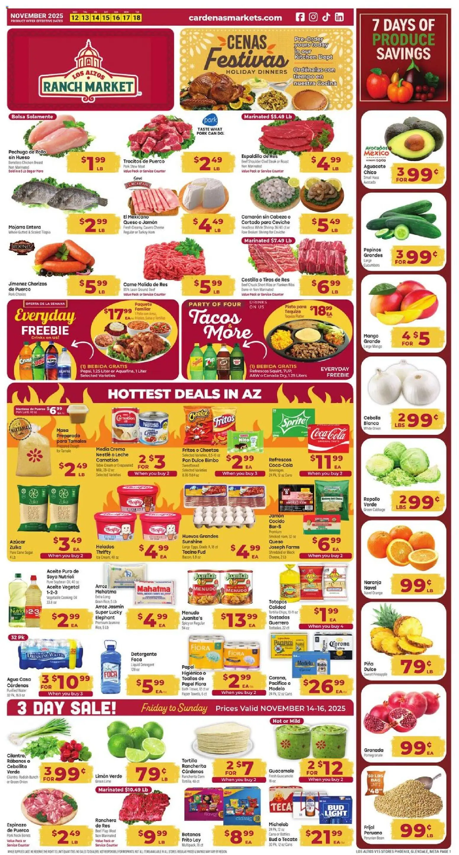 Cardenas Weekly Ad - AZ - valid from 12.11.2025 | Page: 1 | Products: Bath, Cheese, Pork, Pineapple