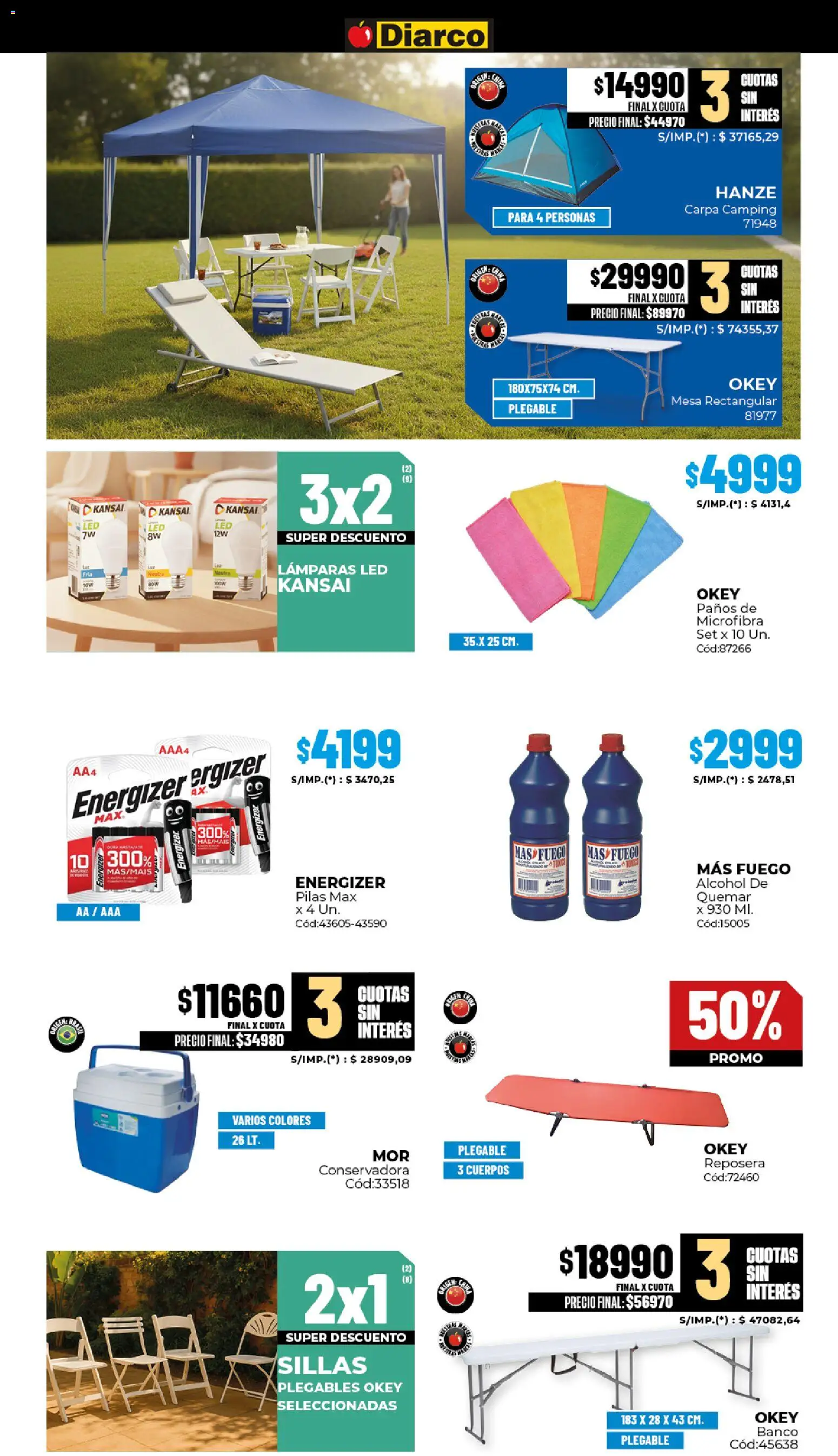 Diarco - Ofertas Hogar, Bazar Y Electro │ válido desde el 10.11.2025 | Página: 4 | Productos: Carpa, Reposera, Banco, Mesa