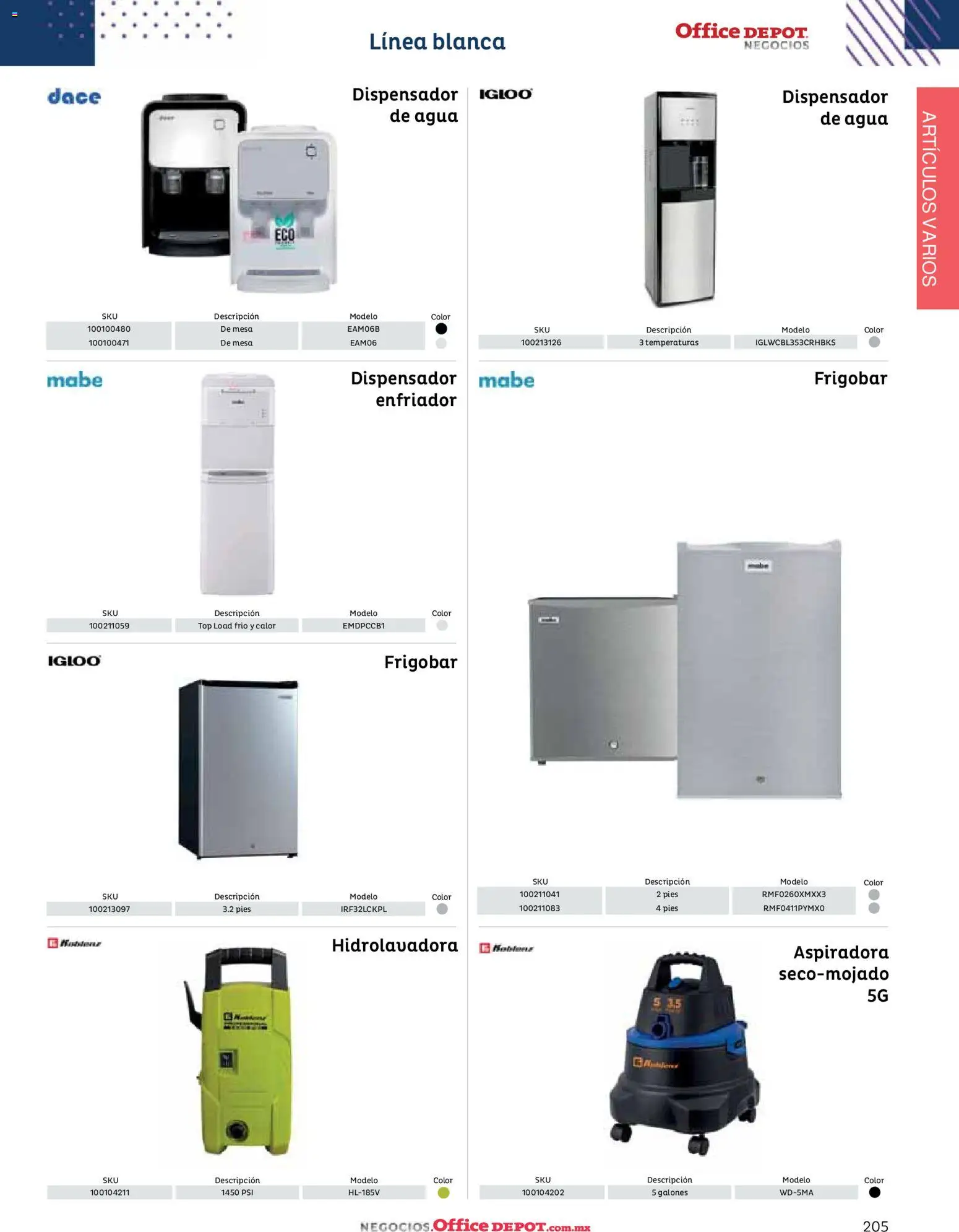 Nuevas ofertas de Office Depot válidas en toda la República Mexicana desde el 12.01.2026. ¡Encuentra las mejores ofertas en Office Depot catálogo 2026! | Página: 207 | Productos: Agua, Hidrolavadora, Frigobar, Top