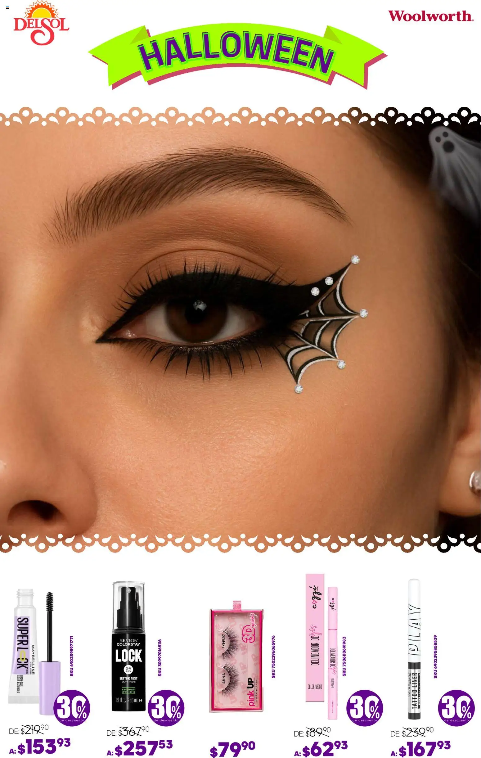 Nuevas ofertas de Del Sol y Woolworth válidas en toda la República Mexicana desde el 23.10.2025. ¡Encuentra las mejores ofertas en Del Sol y Woolworth - Catálogo Halloween! | Página: 6 | Productos: Delineador
