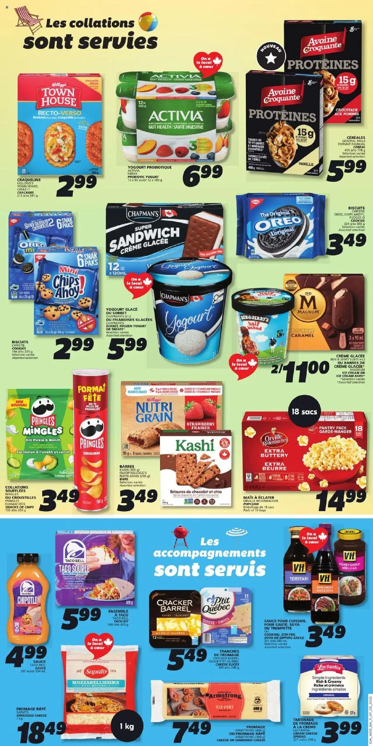 IGA flyer valid from 07.08.2025 | Page: 14 | Products: Chips, Cream, Ice cream, Cheese