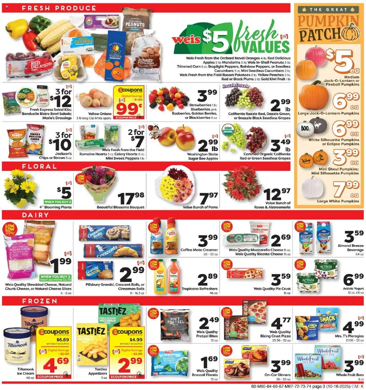 Weis Weekly Circular - NY - valid from 16.10.2025 | Page: 3 | Products: Oranges, Ice cream, Potatoes, Grapes