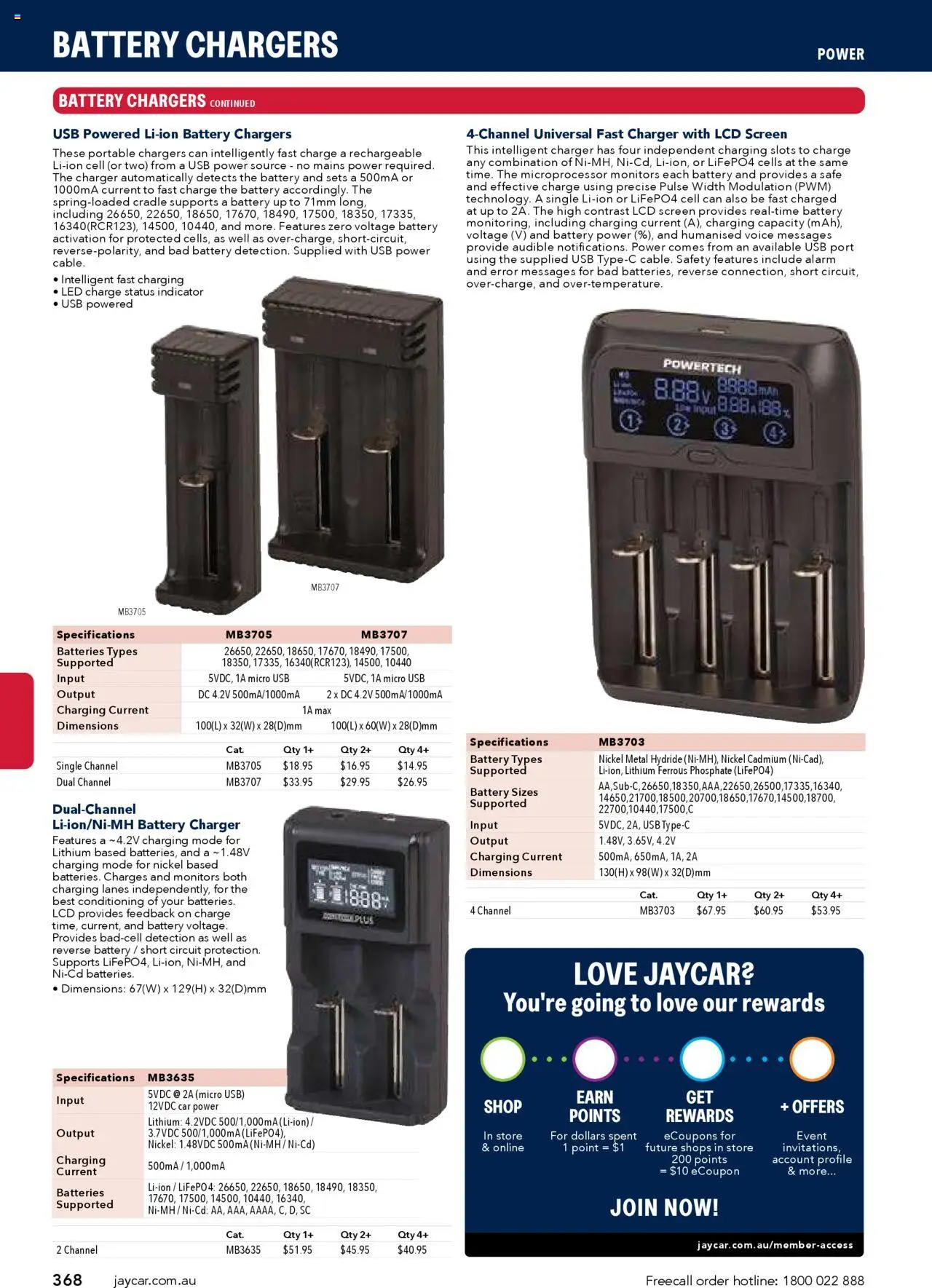 Jaycar catalogue - valid from 09.07.2025 | Page: 368 | Products: Battery, Charger, Portable, Safe