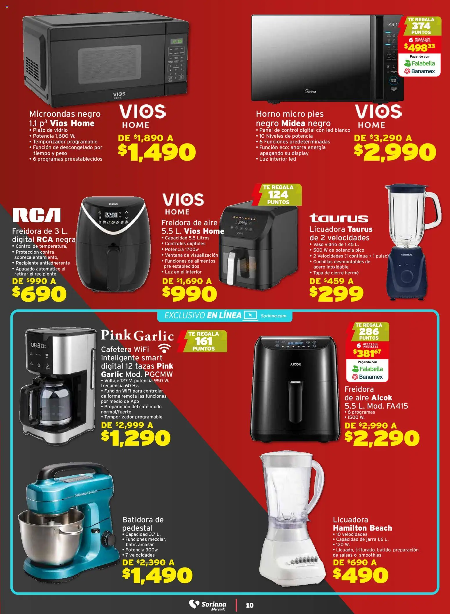 Nuevas ofertas de Soriana válidas en toda la República Mexicana desde el 21.11.2025. ¡Encuentra las mejores ofertas en Soriana - Black Prices Mercado Nacional! | Página: 10 | Productos: Horno, Licuadora, Pico, Freidora