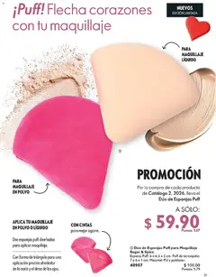 Vista previa de Oriflame campaña 2 2026, nuevo folleto de la tienda, válido en México a partir del 24.01.2026 | Página: 21 | Productos: Esponja, Maquillaje, Polvo
